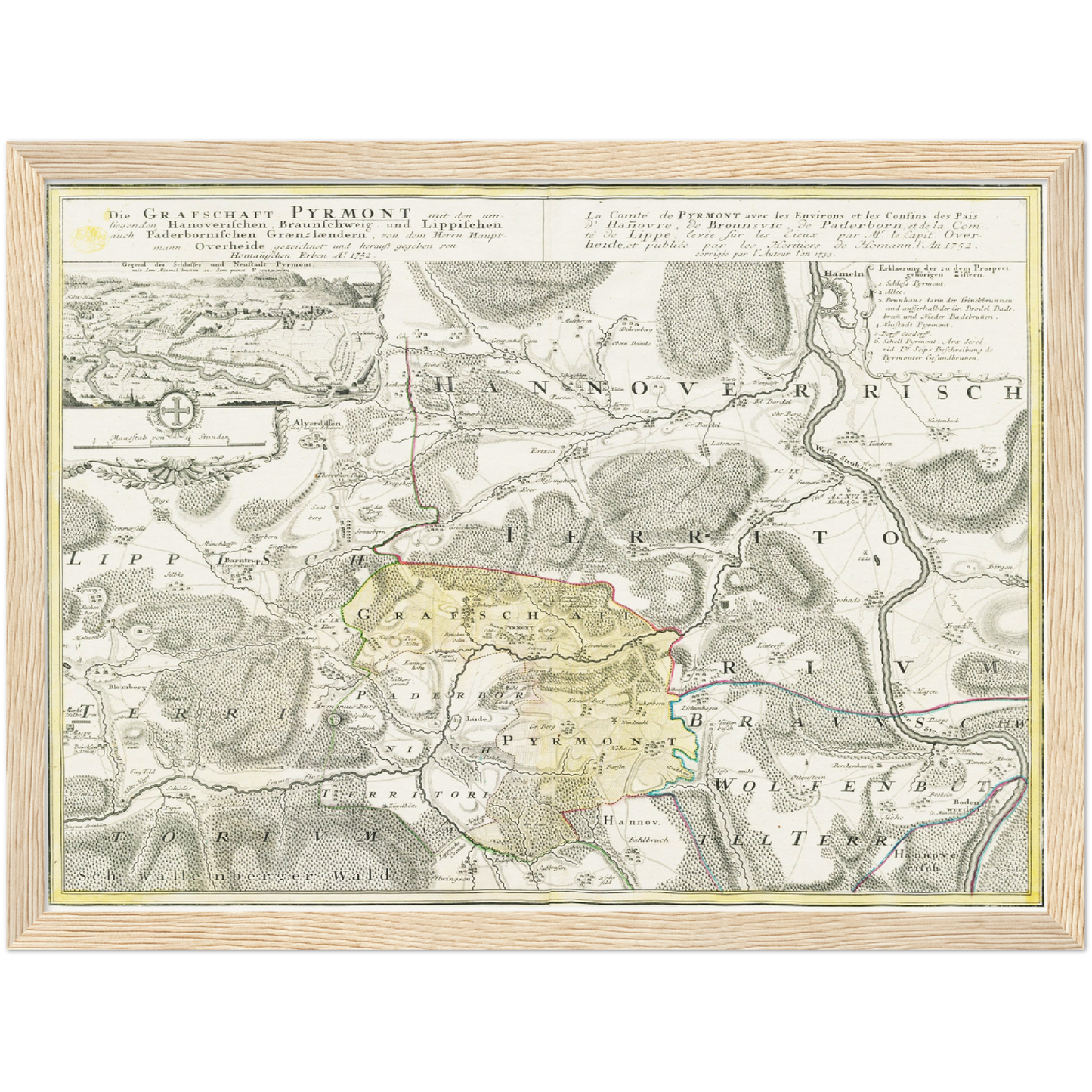Historische Landkarte Pyrmont um 1753