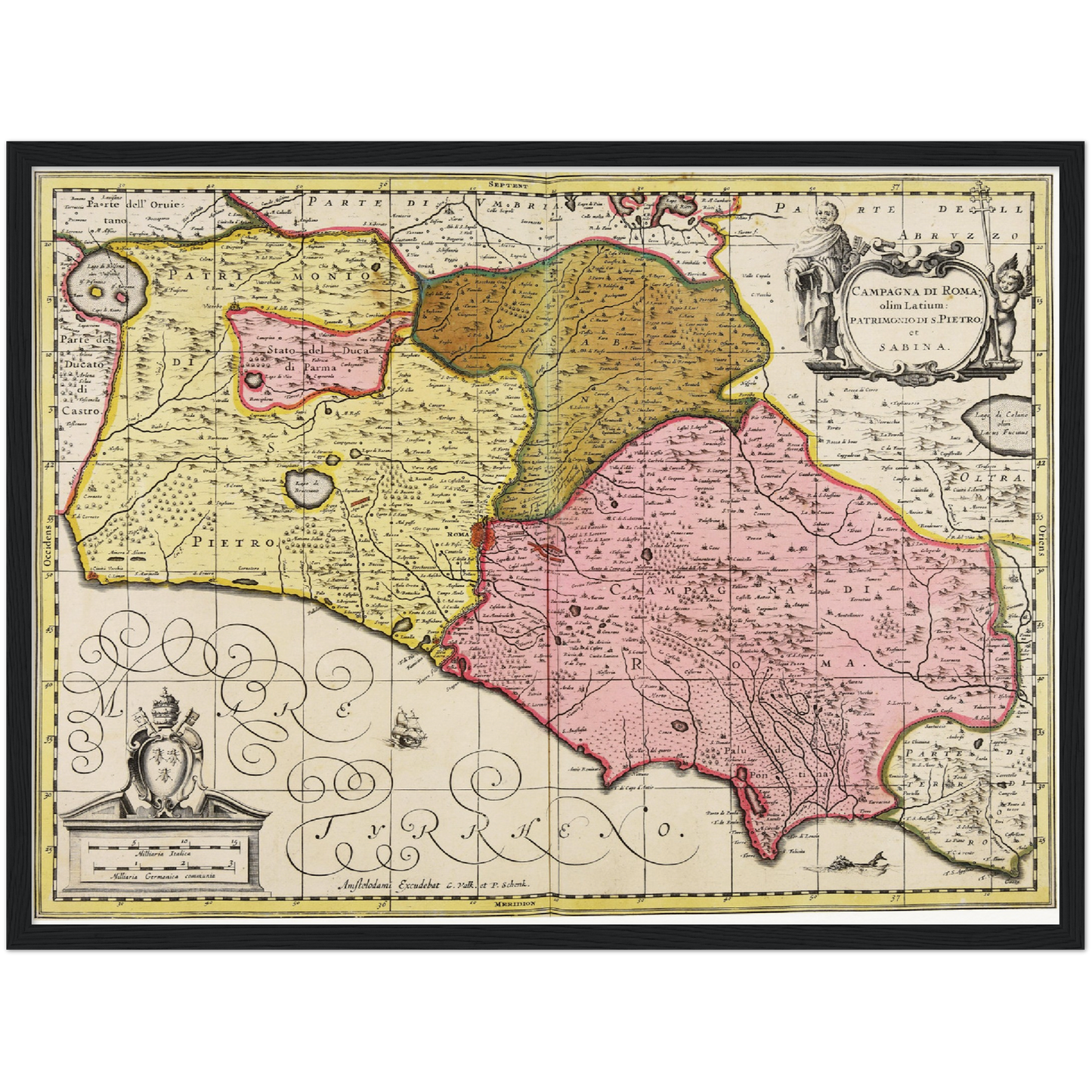 Historische Landkarte Latium um 1700