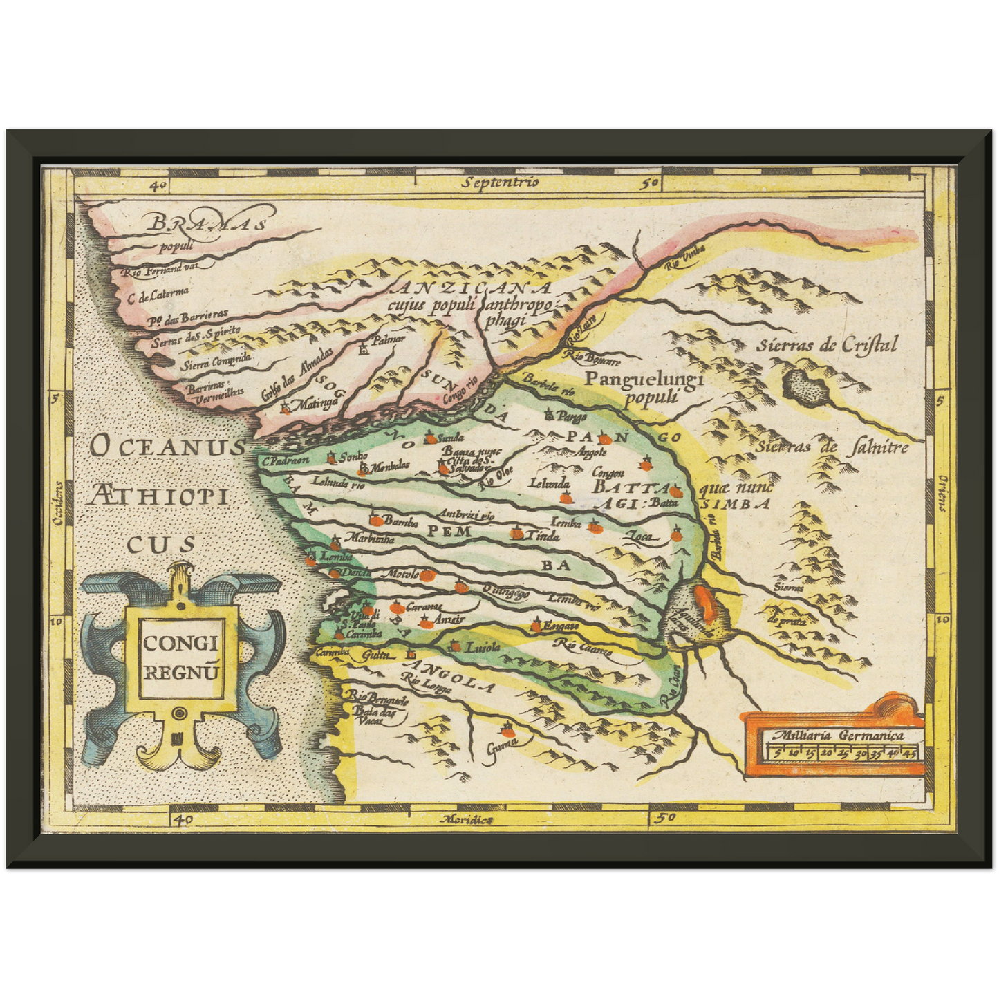 Historische Landkarte Kongo um 1609