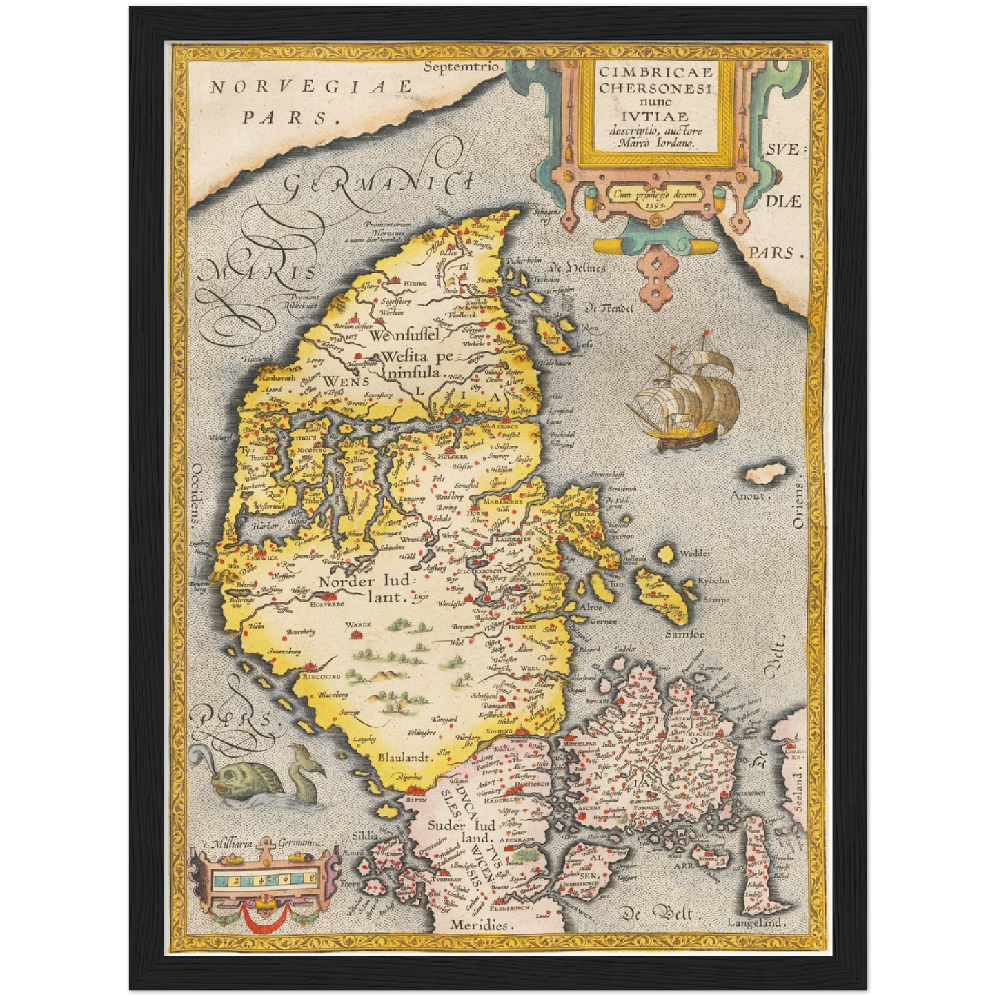 Historische Landkarte Jutland um 1609