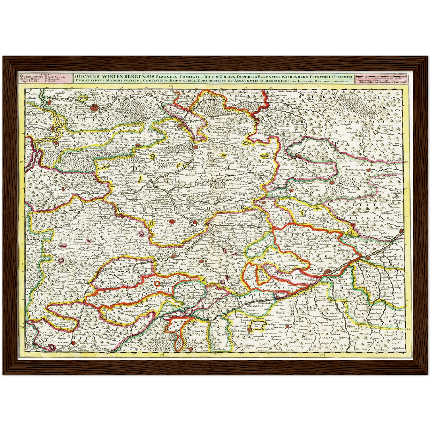 Historische Landkarte Württemberg um 1680