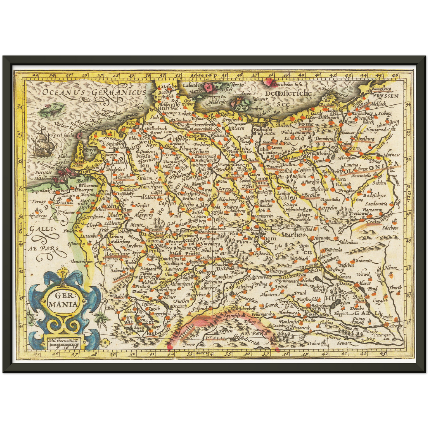 Historische Landkarte von Deutschland um 1609