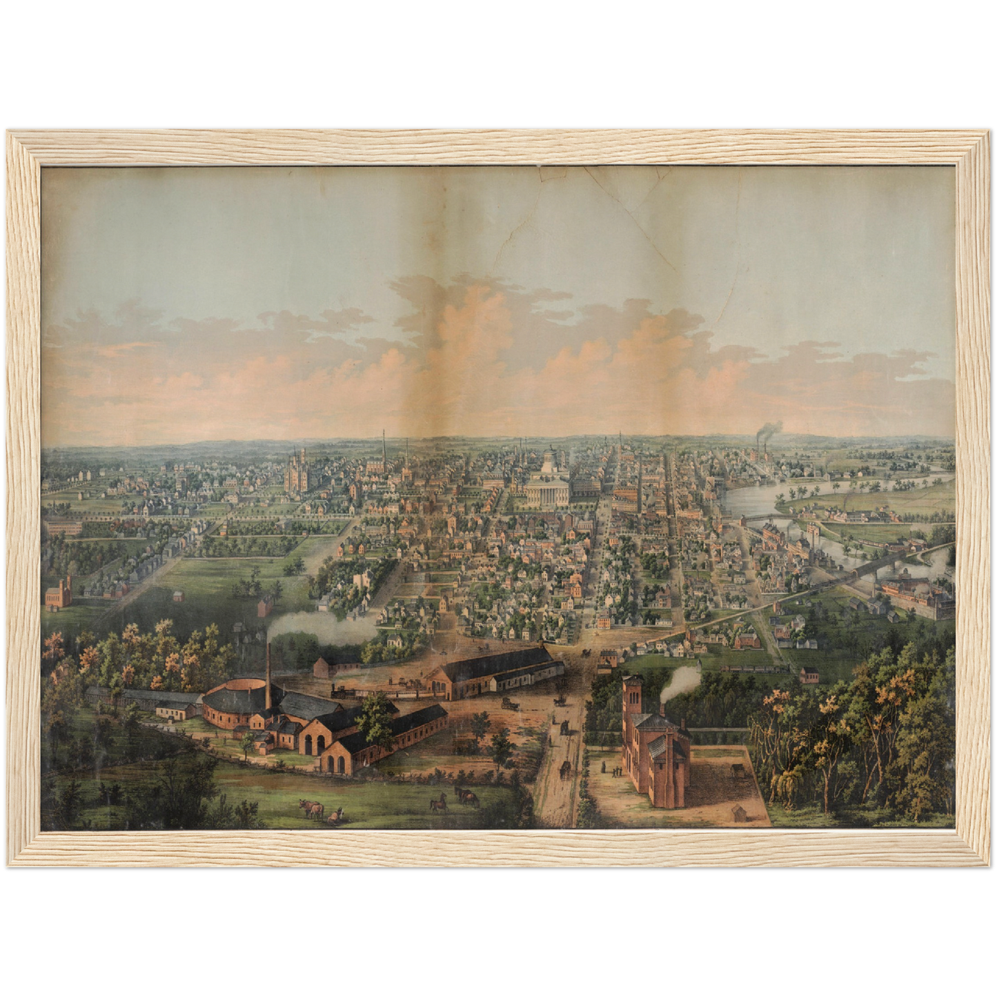 Historische Stadtansicht Columbus um 1861