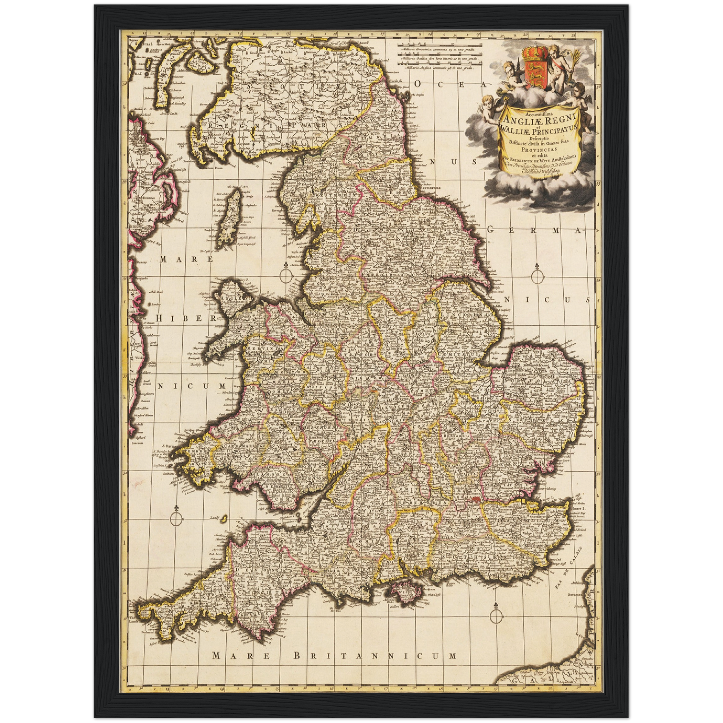 Historische Landkarte England um 1698