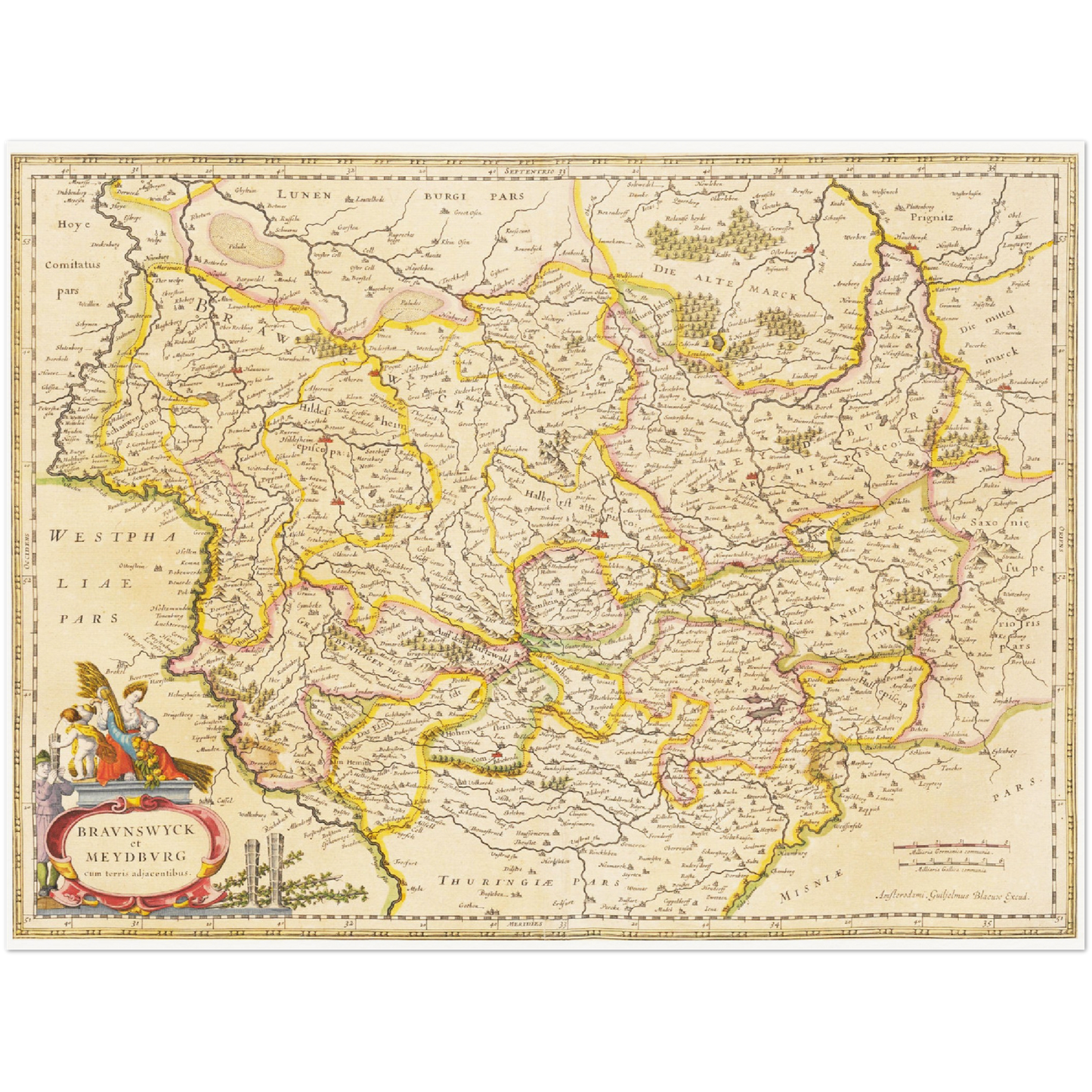 Historische Landkarte Braunschweig um 1635
