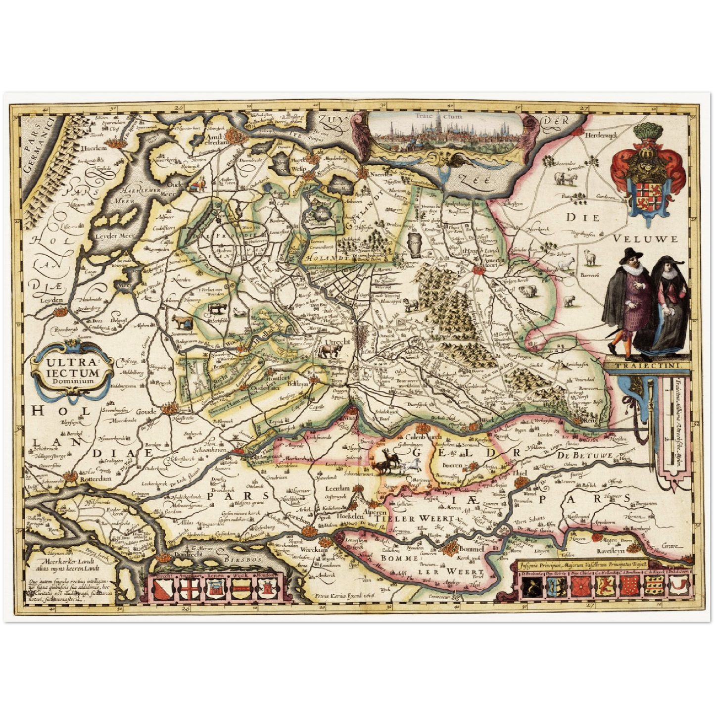 Historische Landkarte Provinz Utrecht um 1617
