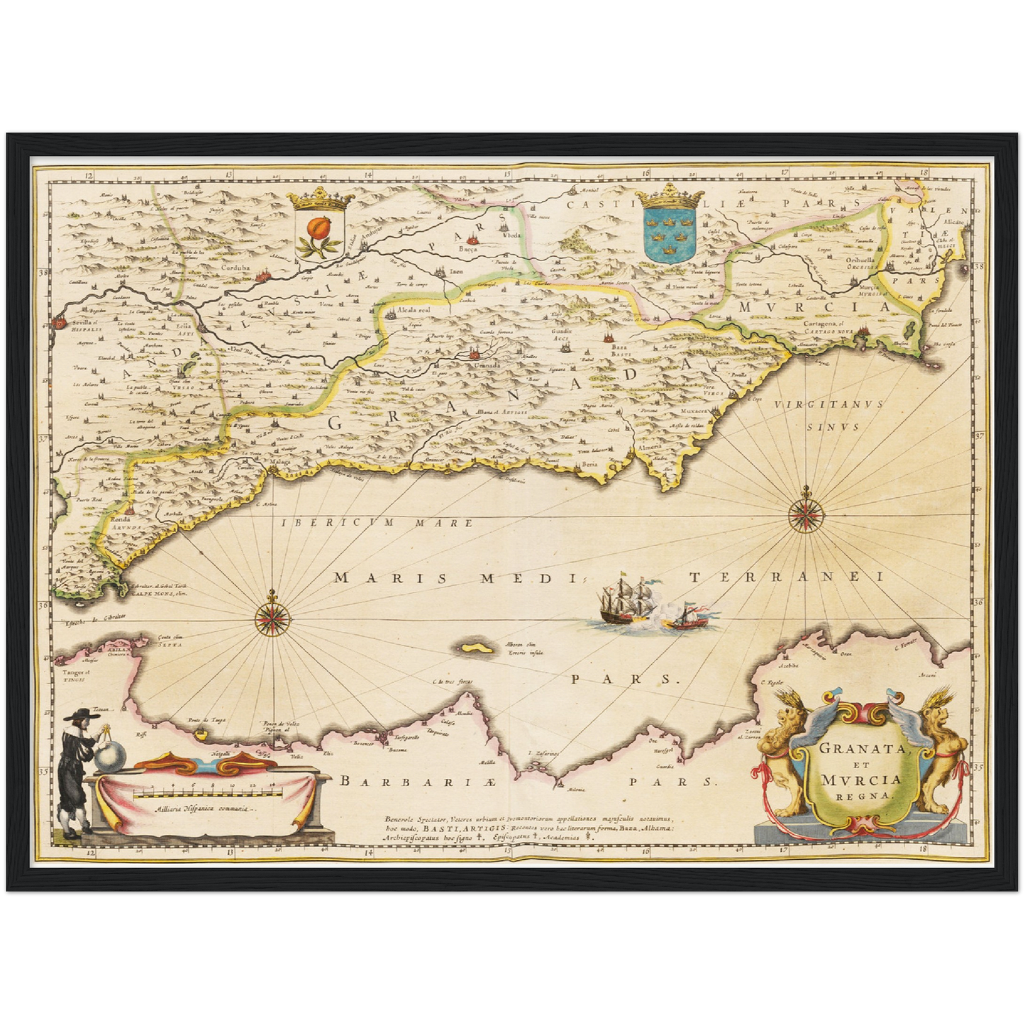 Historische Landkarte Murcia & Granada um 1635