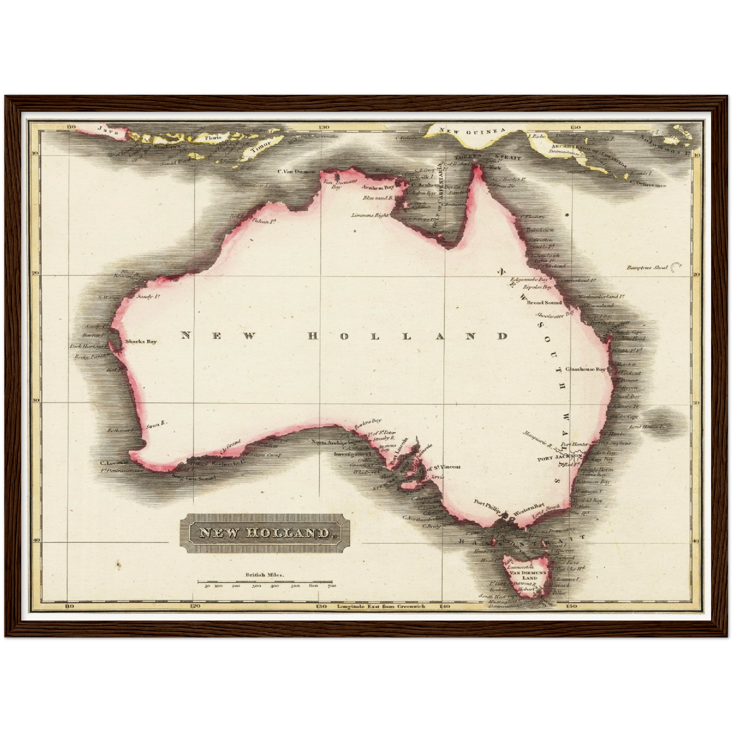 Historische Landkarte Australien um 1817