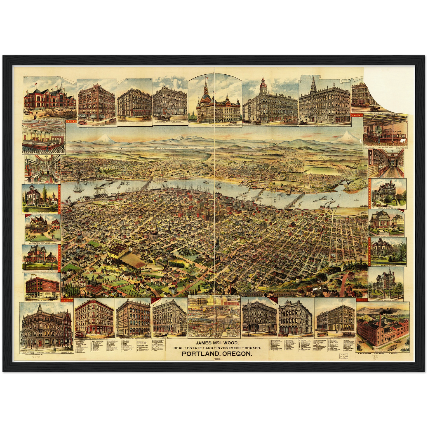 Historische Stadtansicht Portland um 1890