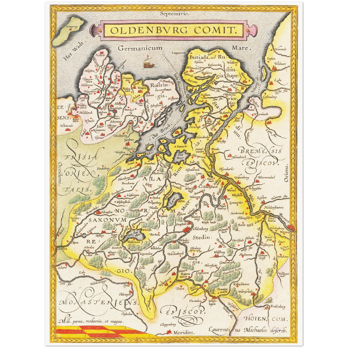 Historische Landkarte Oldenburg um 1609
