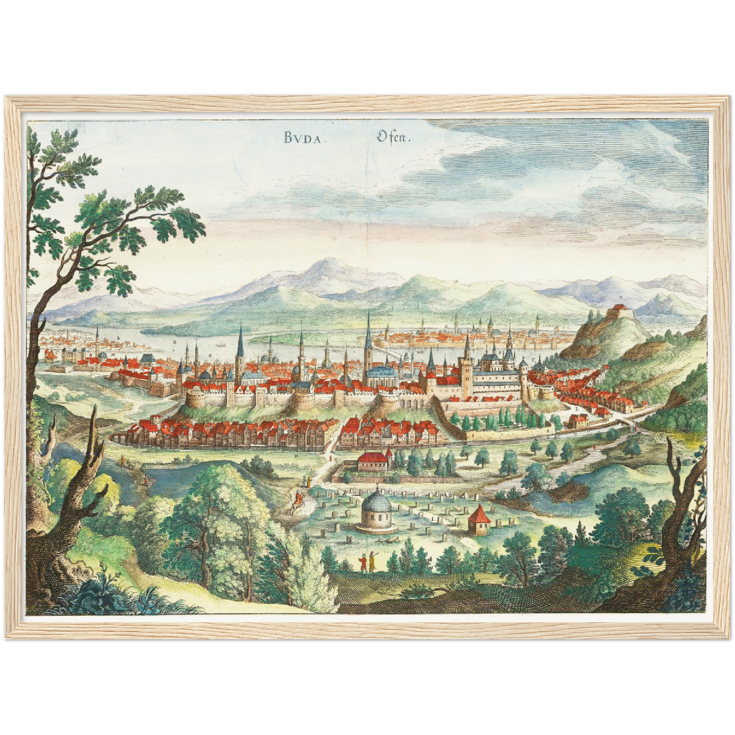 Historische Stadtansicht Budapest um 1636