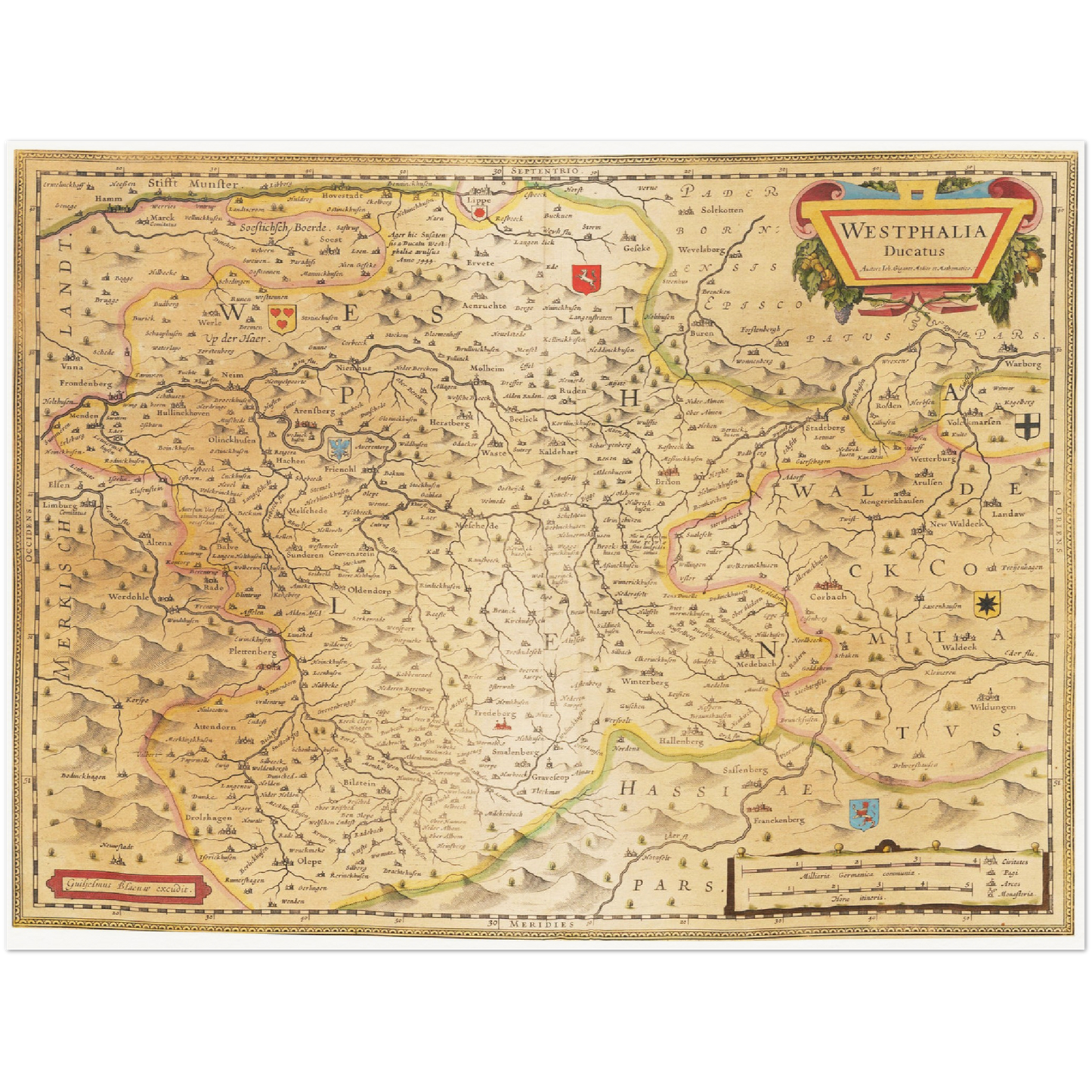 Historische Landkarte Westfalen um 1635