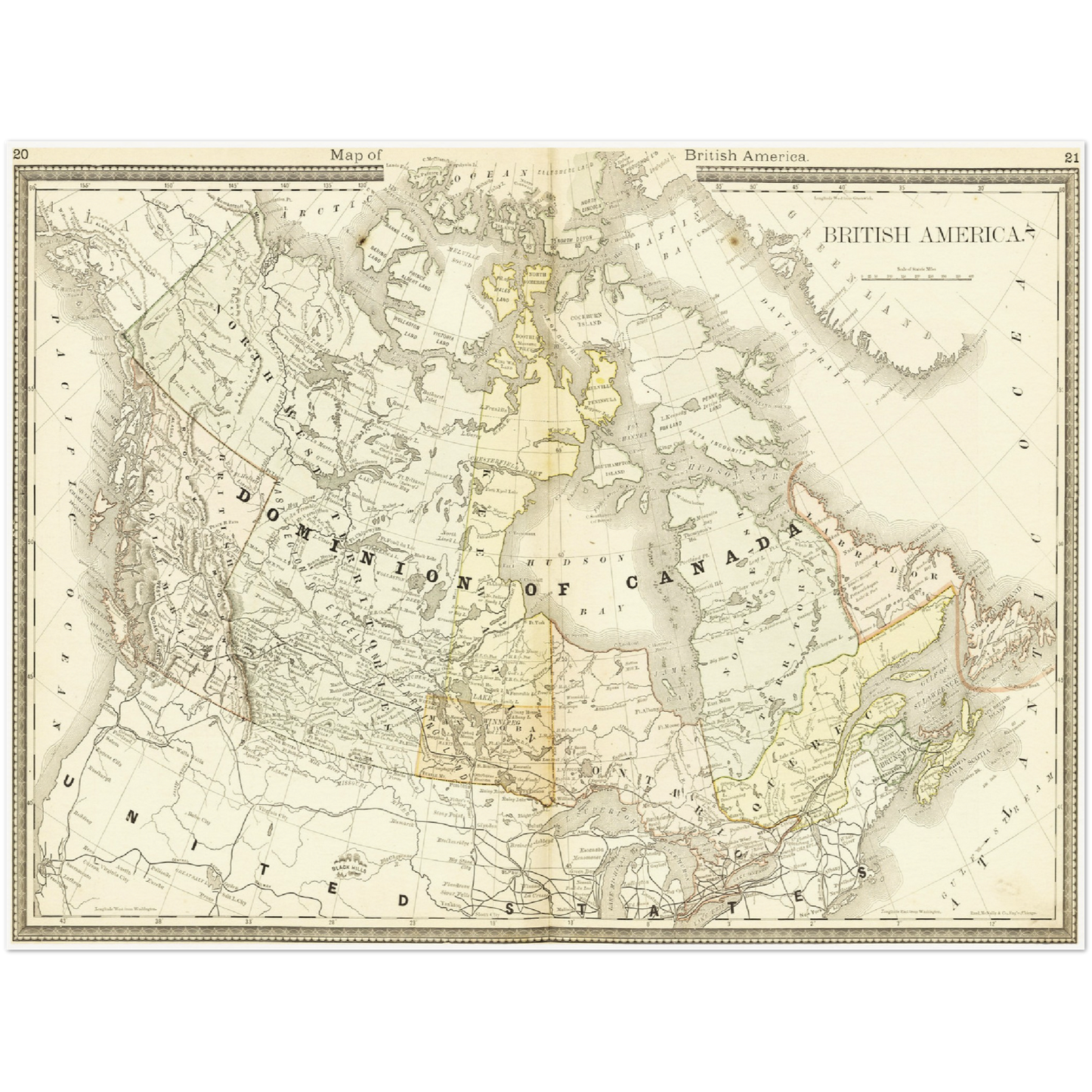 Historische Landkarte Kanada um 1882