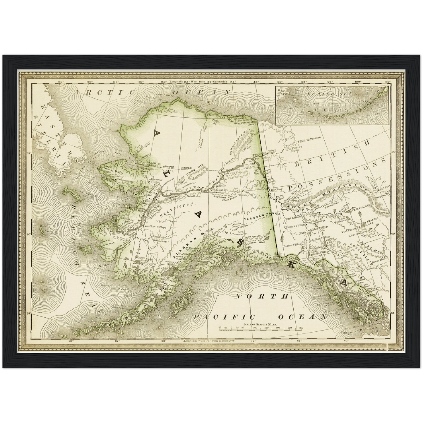 Historische Landkarte Alaska um 1882