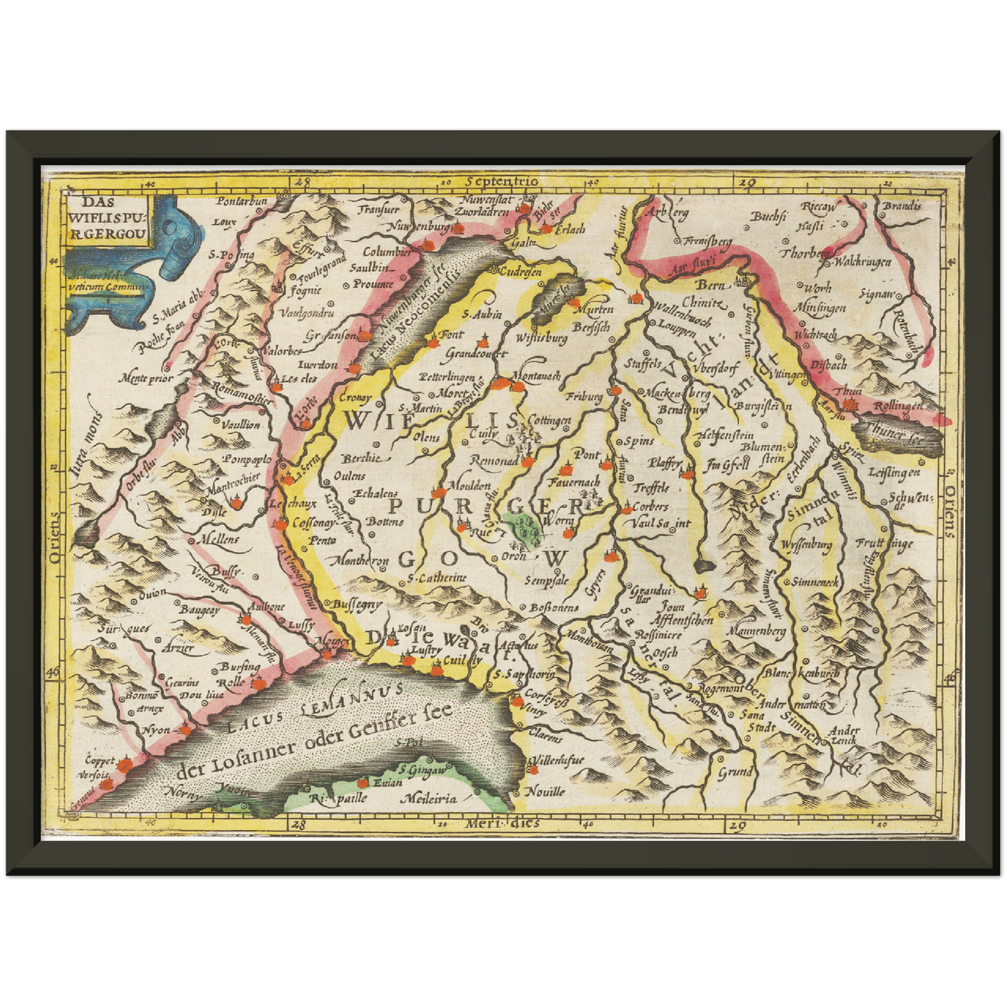 Historische Landkarte Wiflisburgergau um 1609