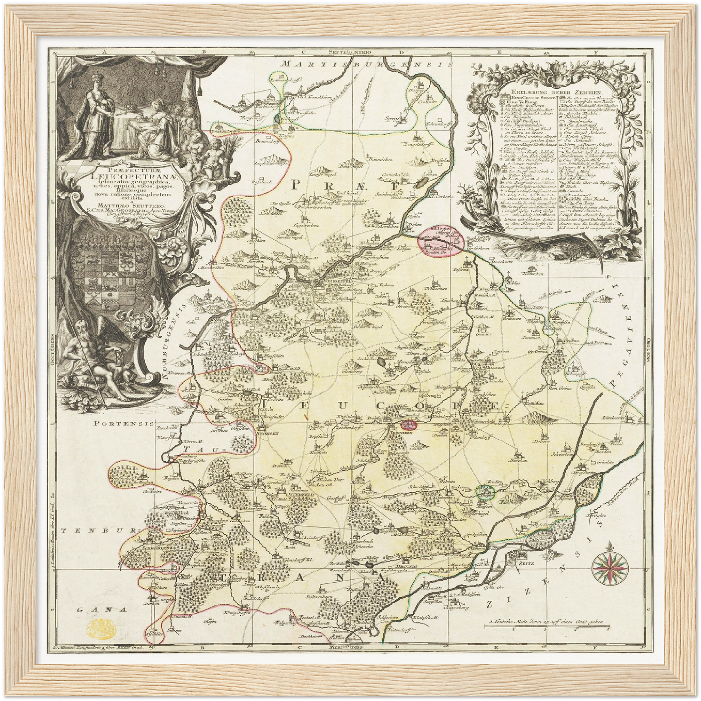 Historische Landkarte Teuchern um 1750