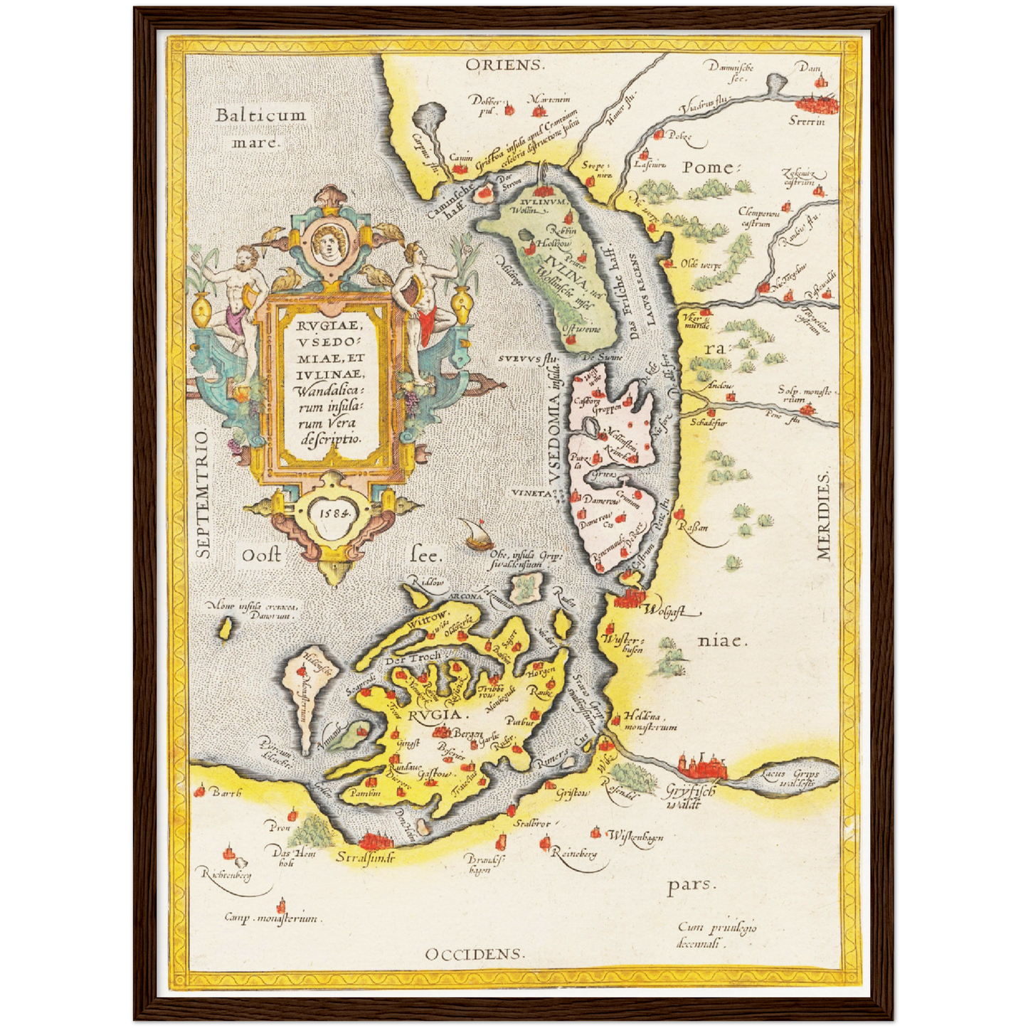 Historische Landkarte Rügen & Usedom um 1609