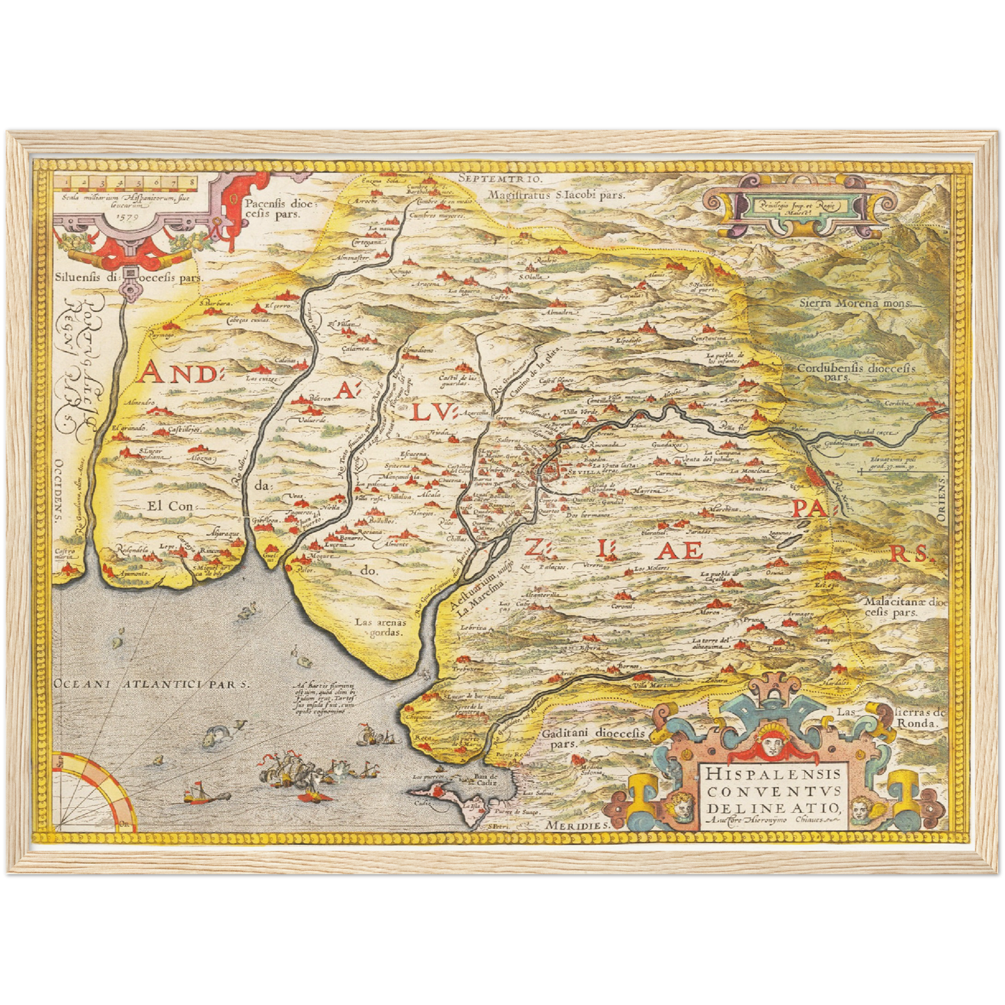 Historische Landkarte Andalusien um 1609