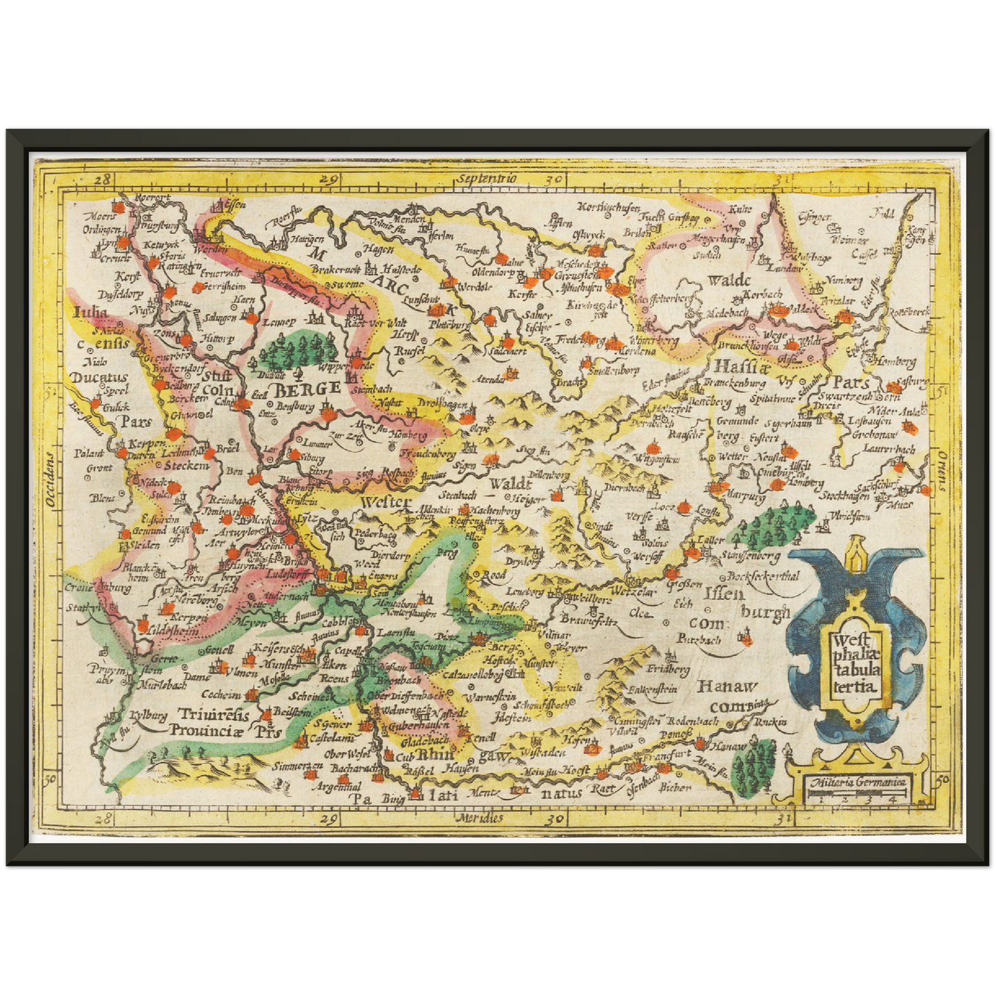 Historische Landkarte Sauerland um 1609