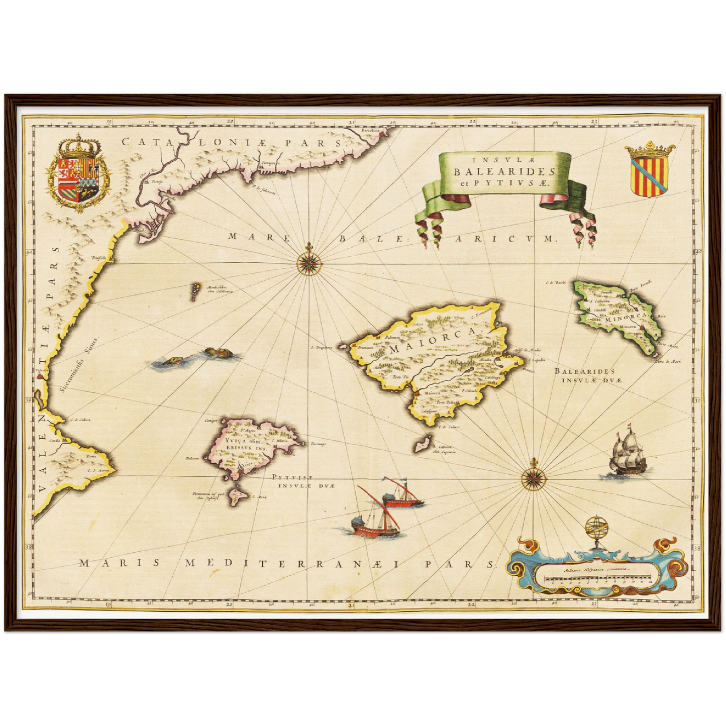Historische Landkarte Balearische Inseln um 1635