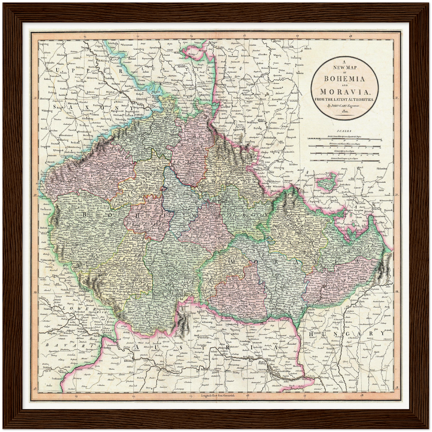 Historische Landkarte Tschechien um 1800