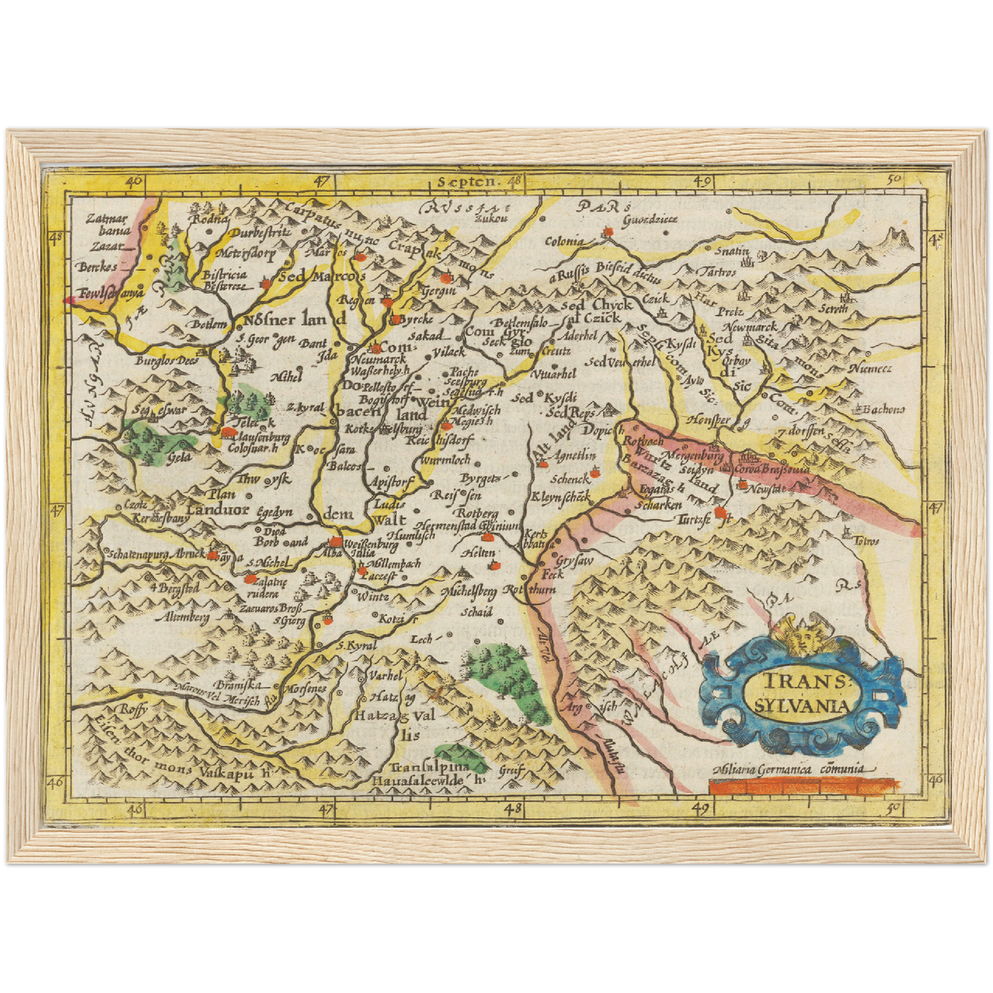 Historische Landkarte Transilvanien um 1609