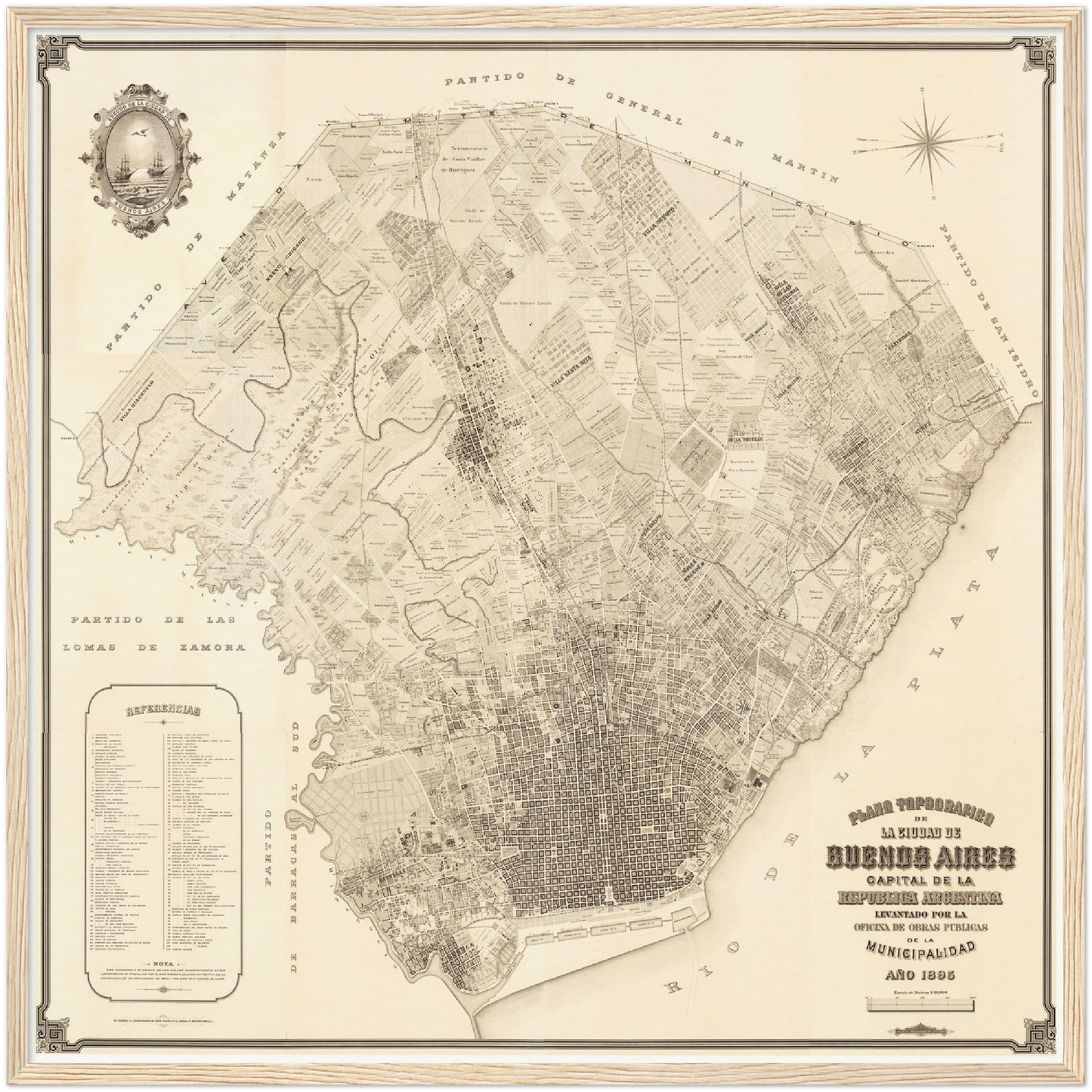 Historischer Stadtplan Buenos Aires um 1895