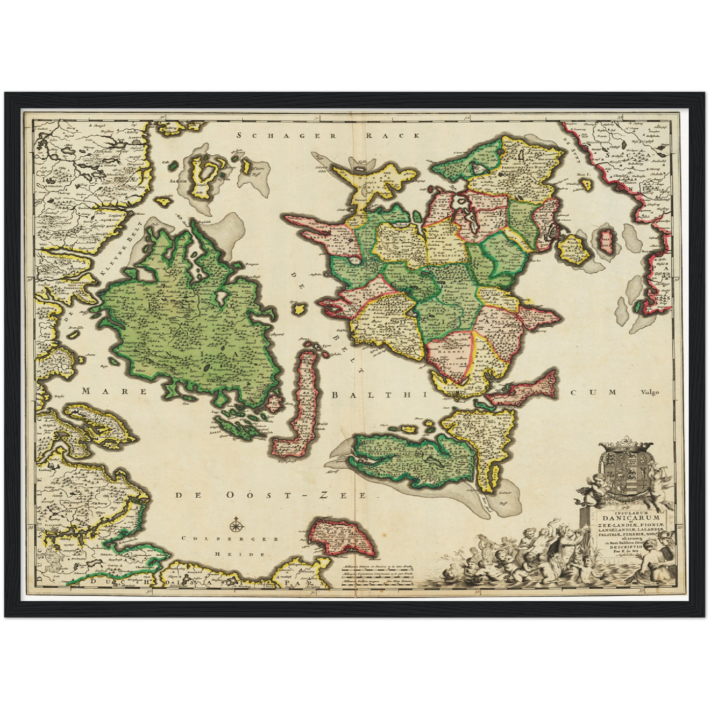 Historische Landkarte Dänische Inseln um 1688