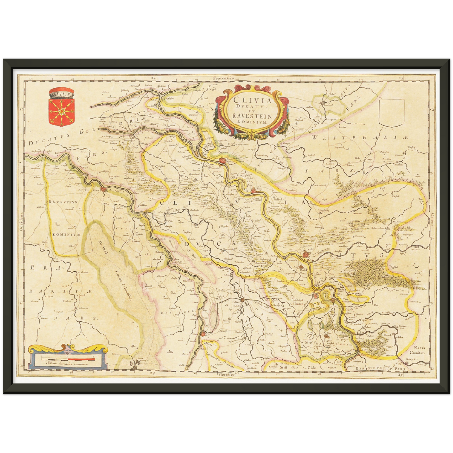 Historische Landkarte Niederrhein um 1635