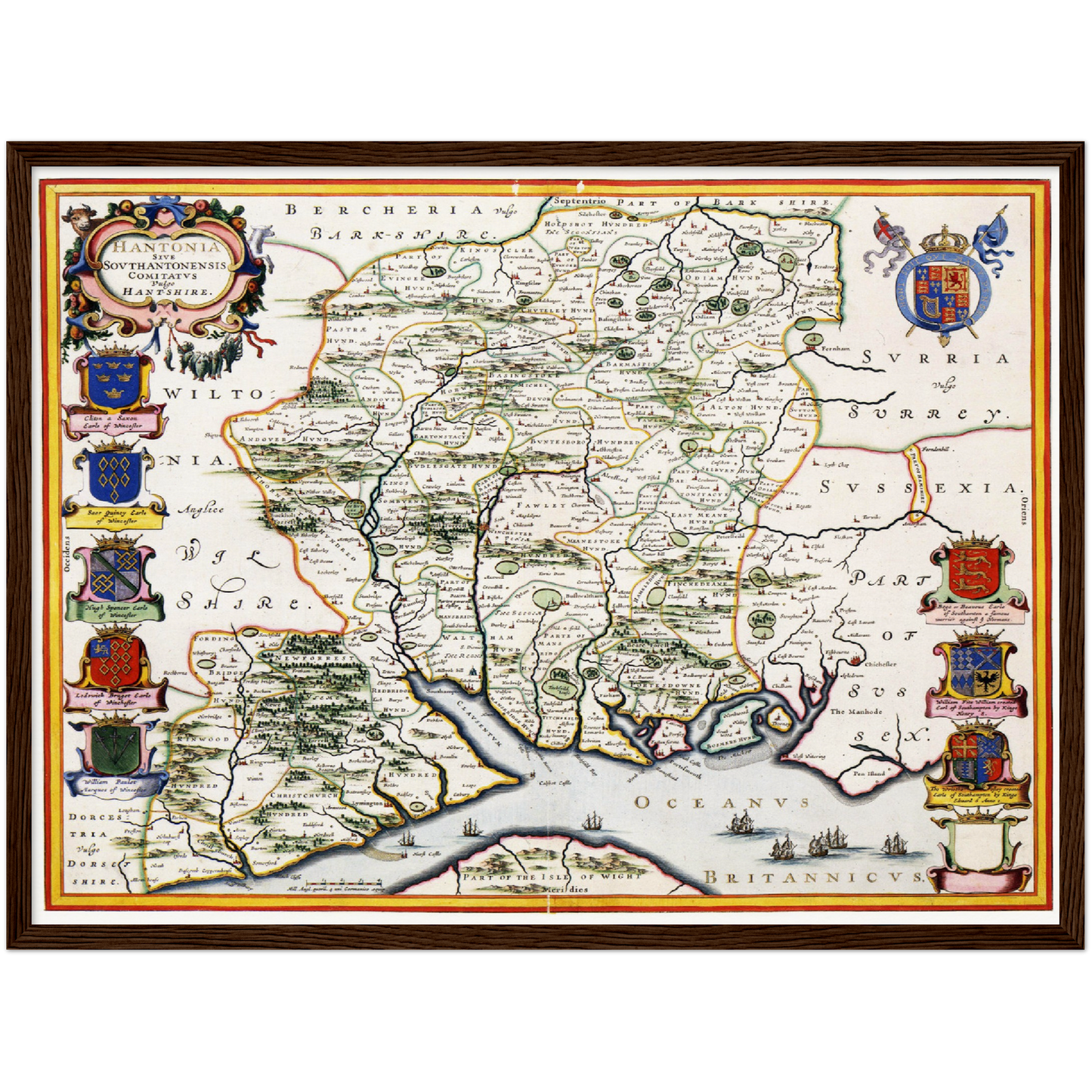 Historische Landkarte Hampshire um 1646
