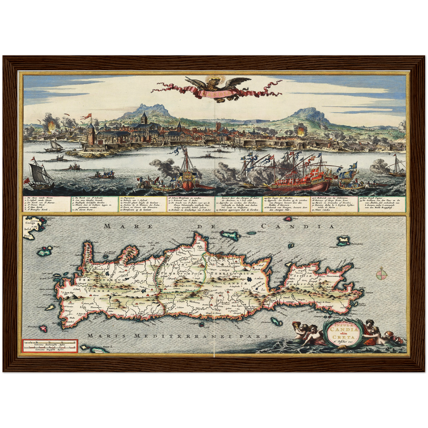 Historische Landkarte Kreta um 1668