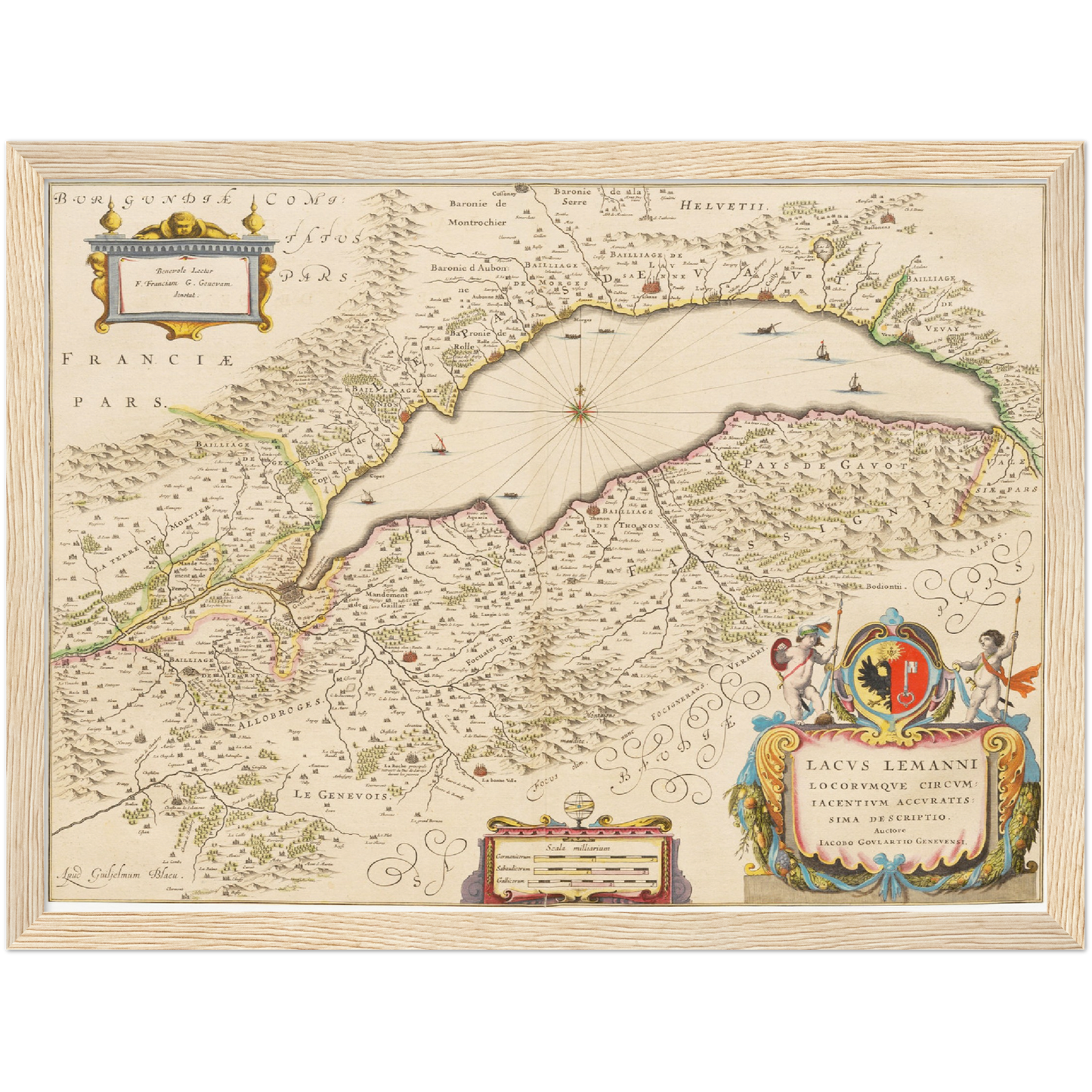 Historische Landkarte Genfer See um 1635
