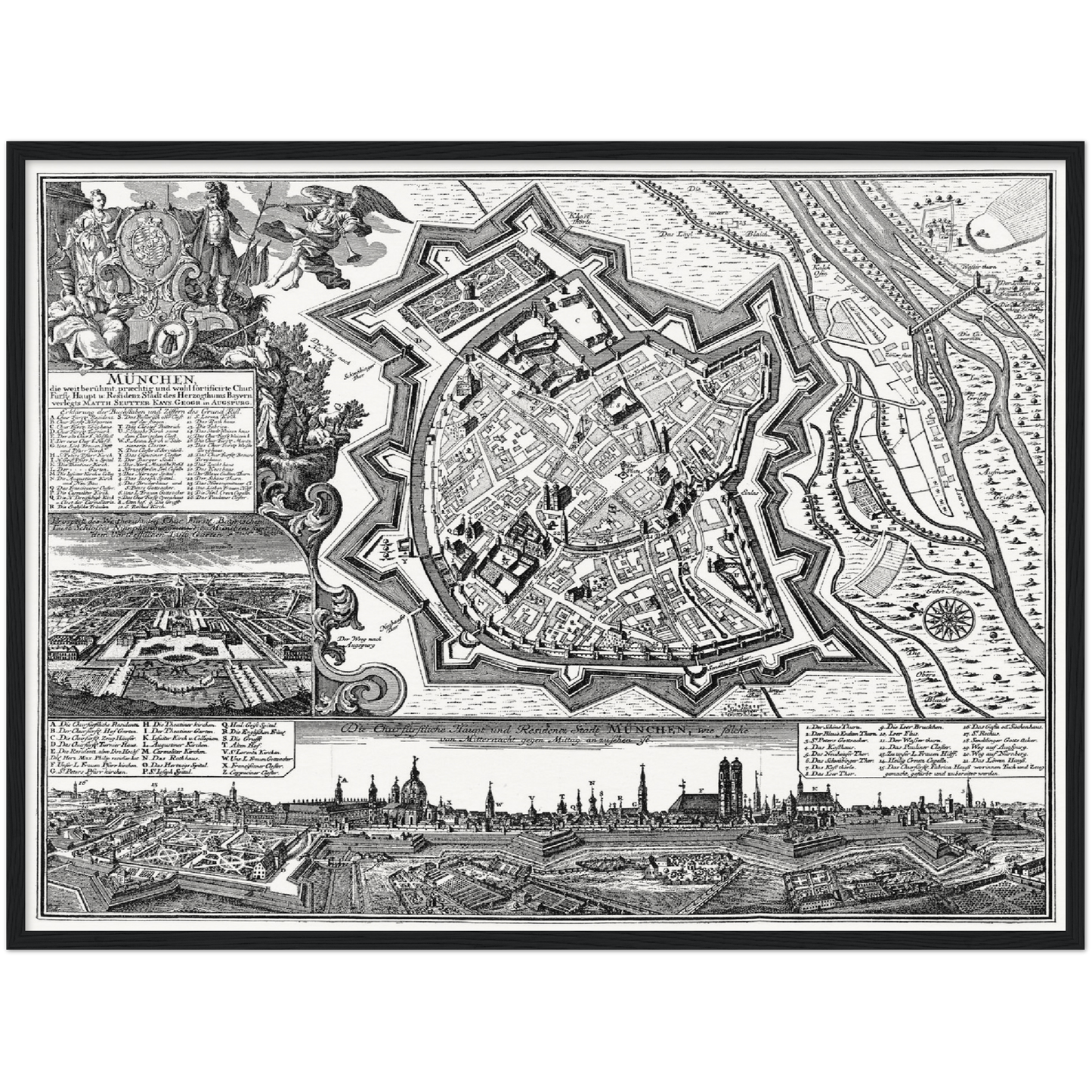 Historischer Stadtplan München um 1740