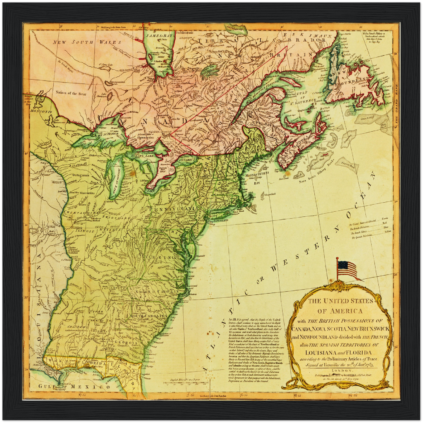 Historische Landkarte USA um 1700