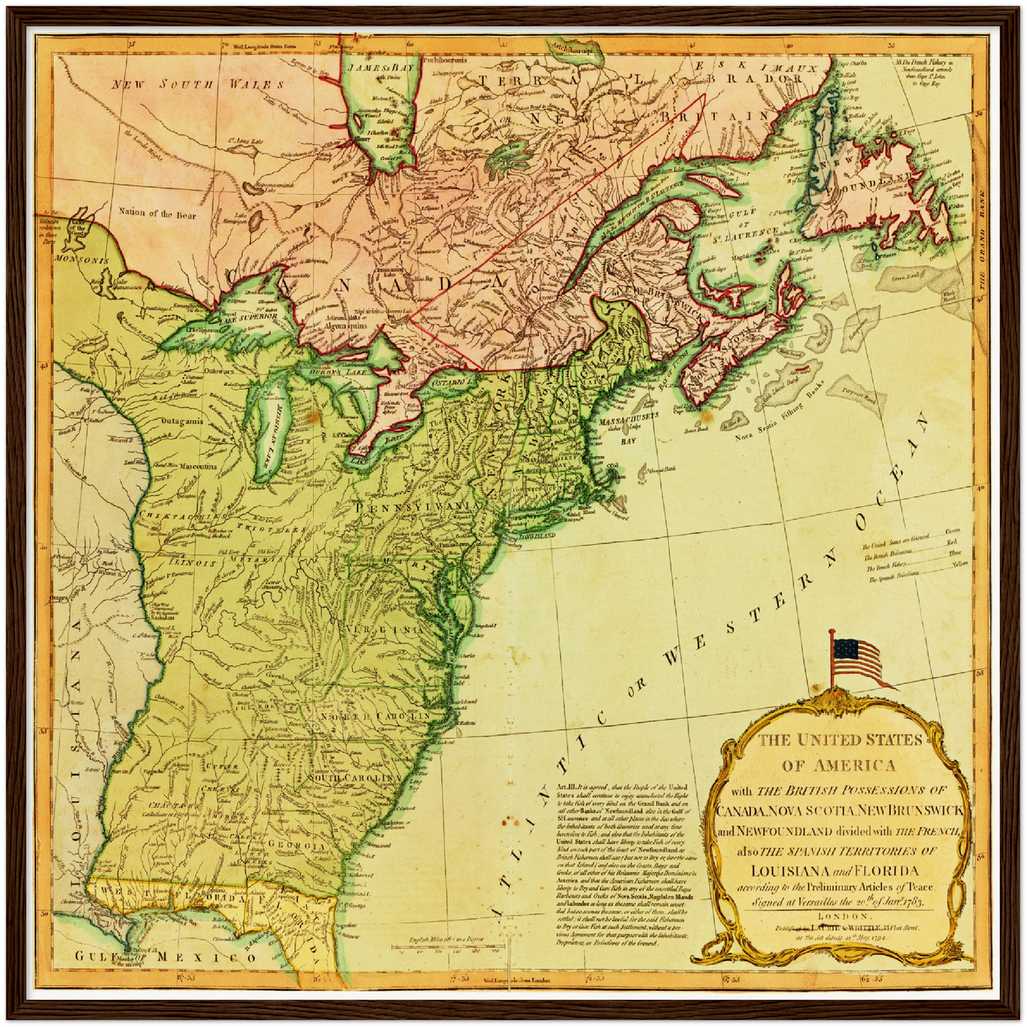 Historische Landkarte USA um 1700
