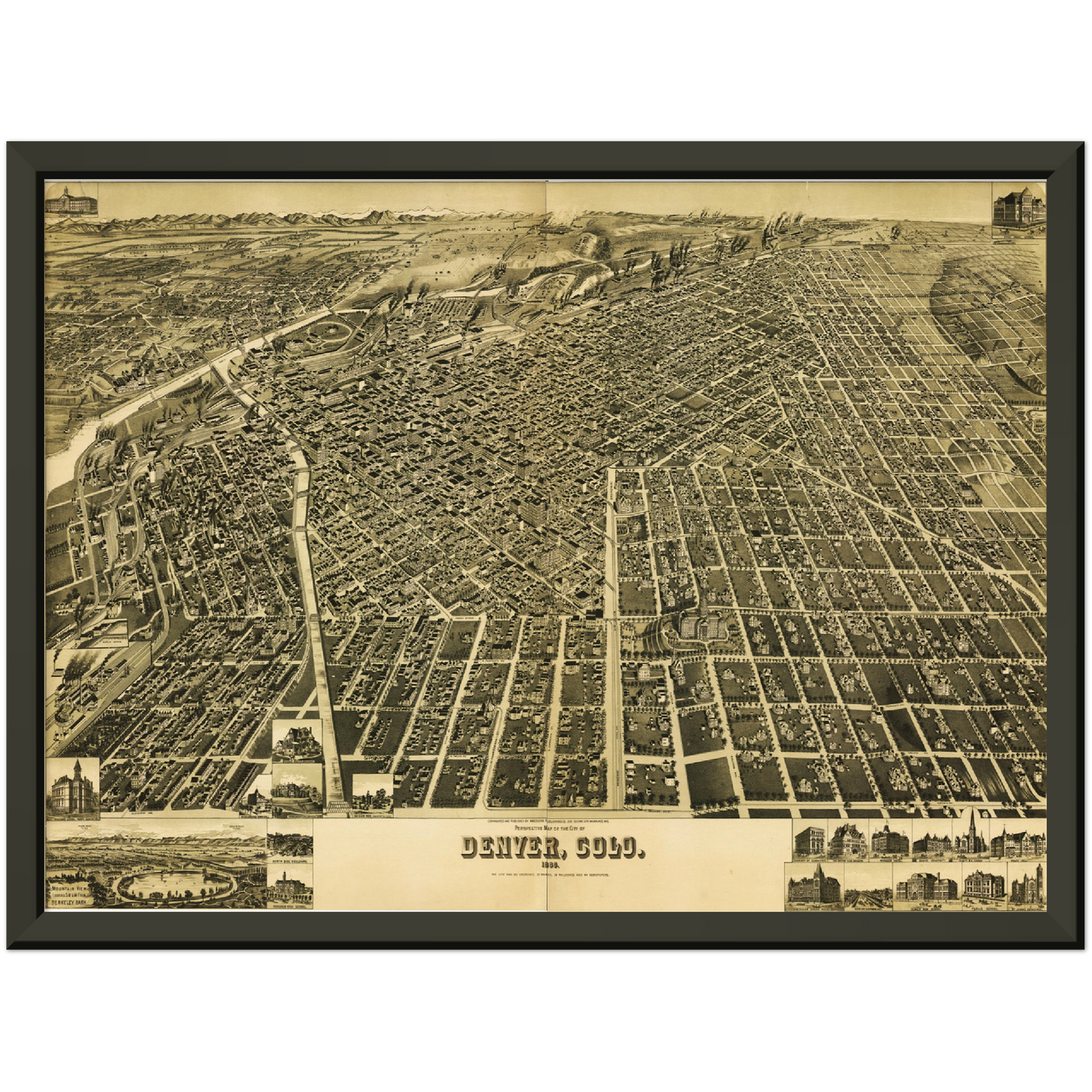 Historische Stadtansicht Denver um 1889
