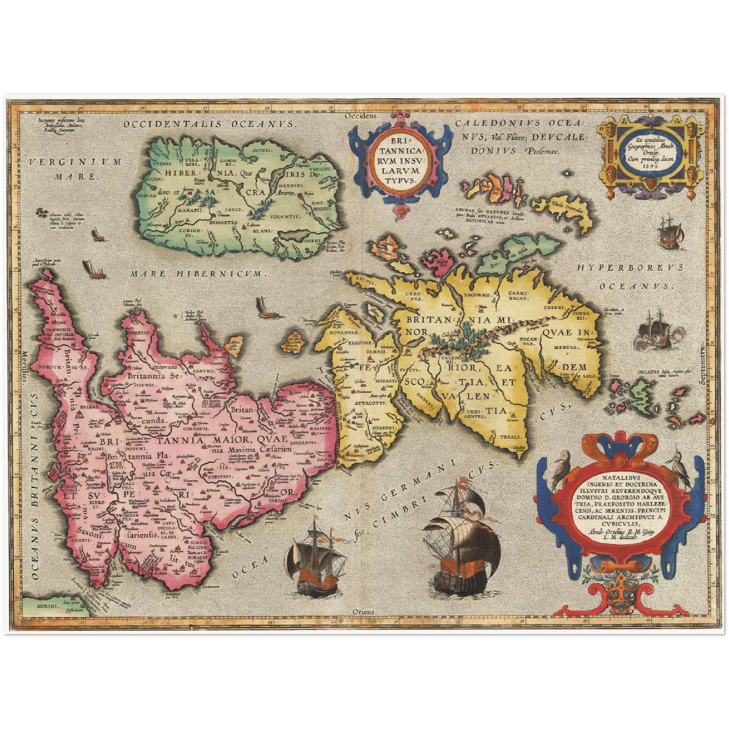 Historische Landkarte Historisches Britannien um 1595