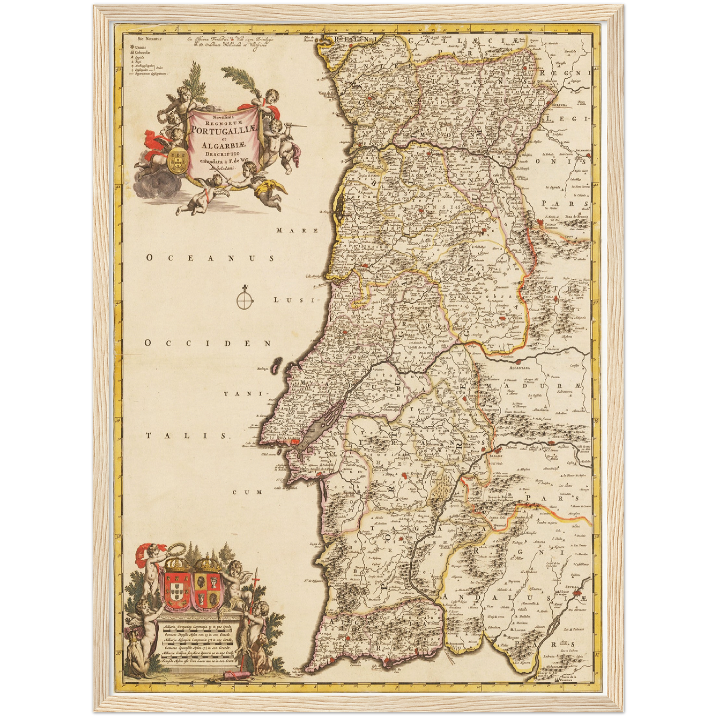 Historische Landkarte Portugal um 1698