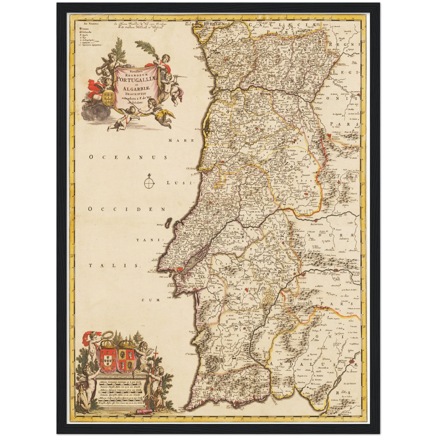 Historische Landkarte Portugal um 1698