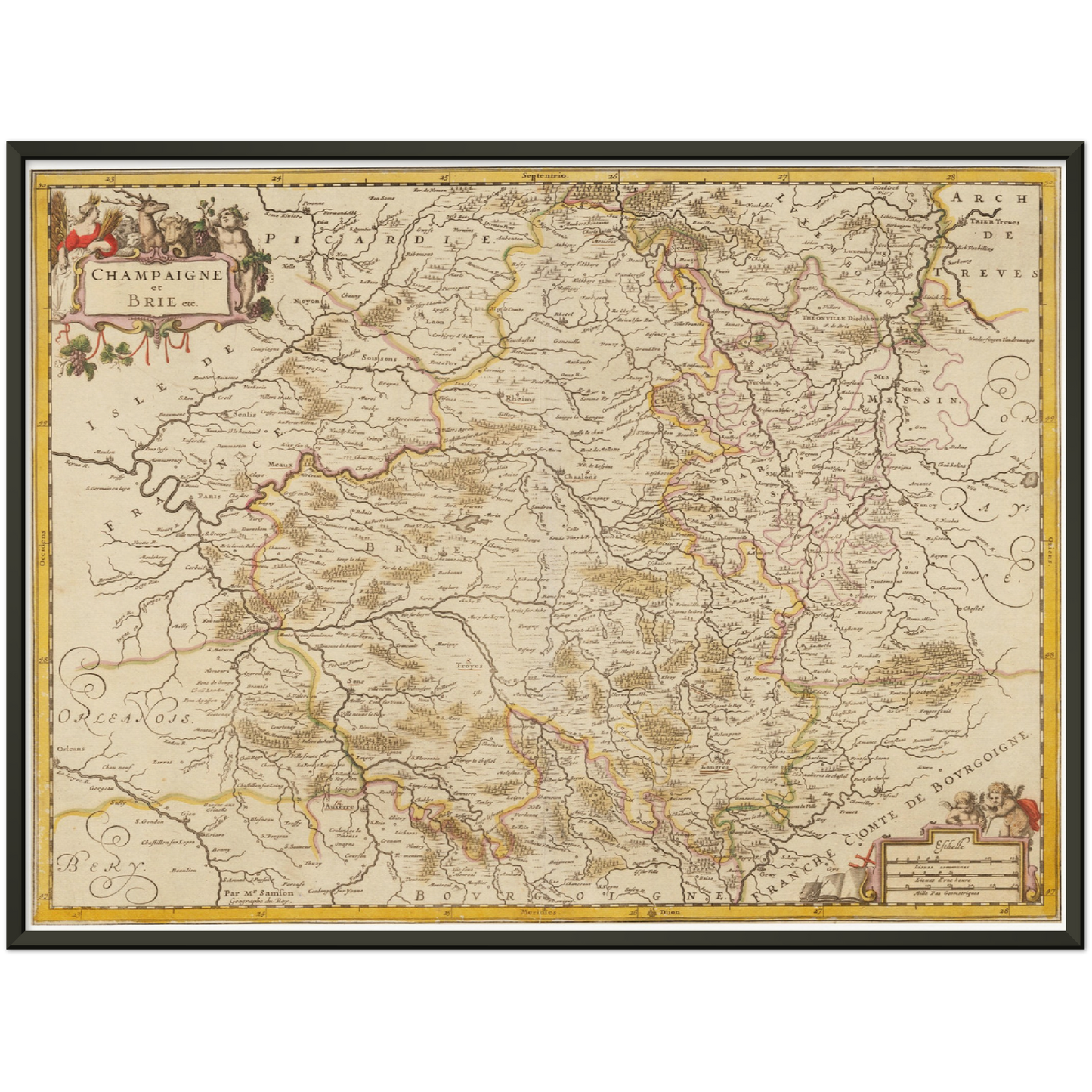 Historische Landkarte Champagne um 1698