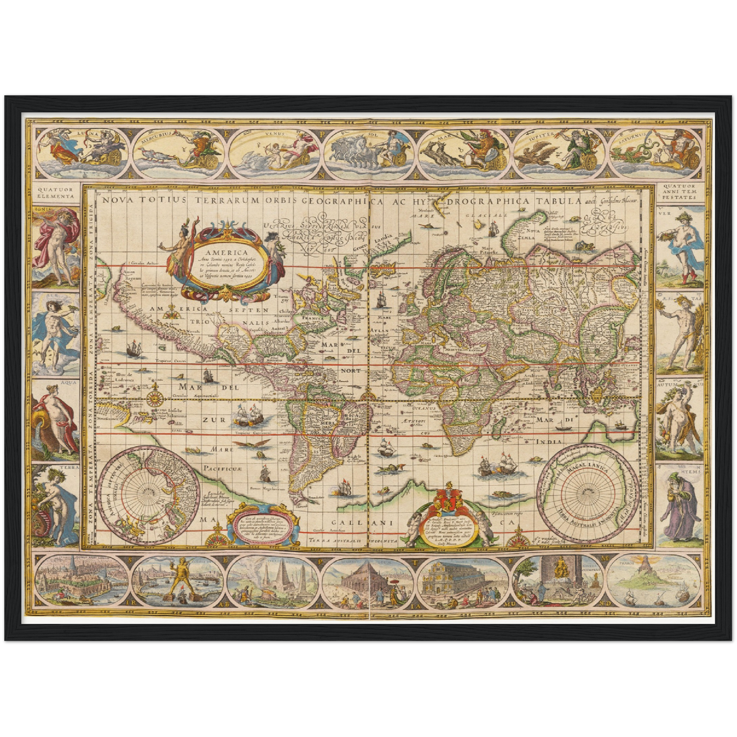 Historische Weltkarte um 1635
