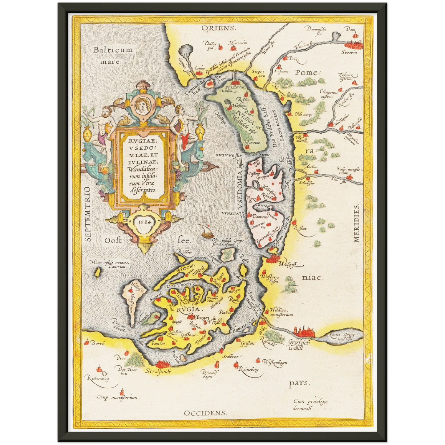 Historische Landkarte Rügen & Usedom um 1609