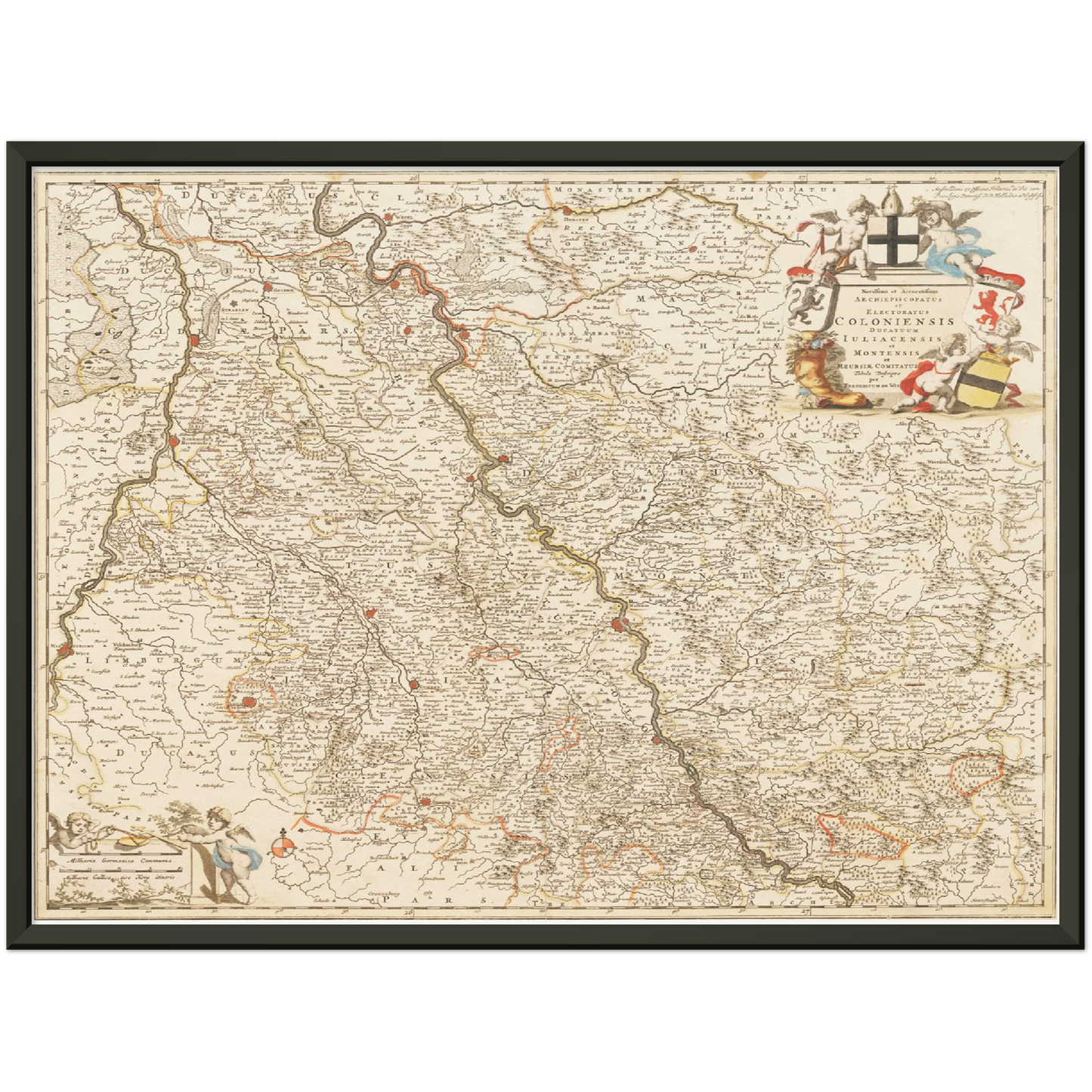 Historische Landkarte Rheinland um 1698