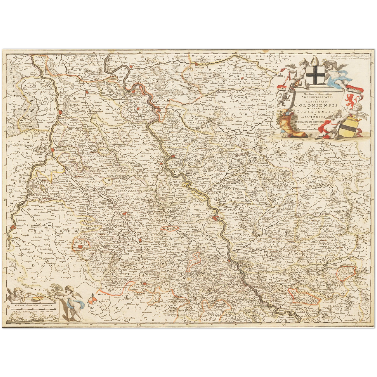 Historische Landkarte Rheinland um 1698