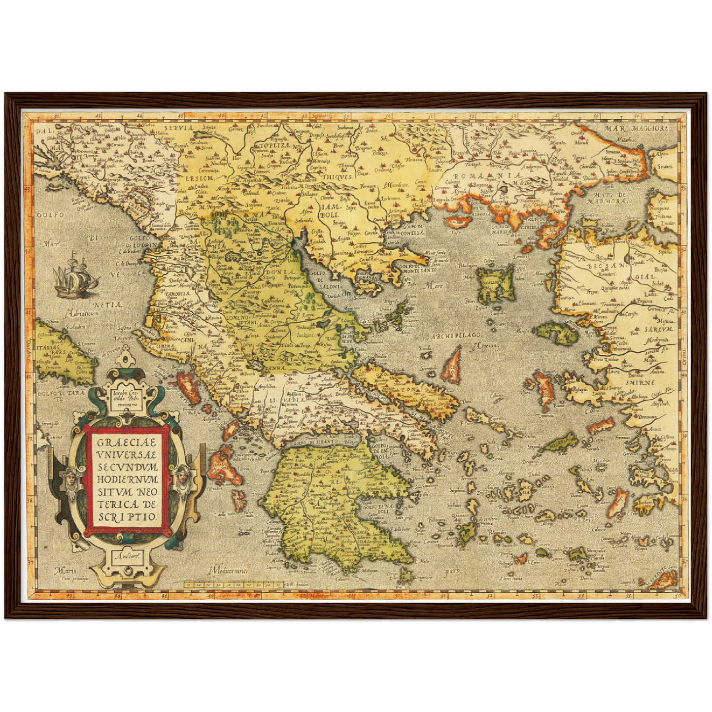 Historische Landkarte Griechenland um 1609