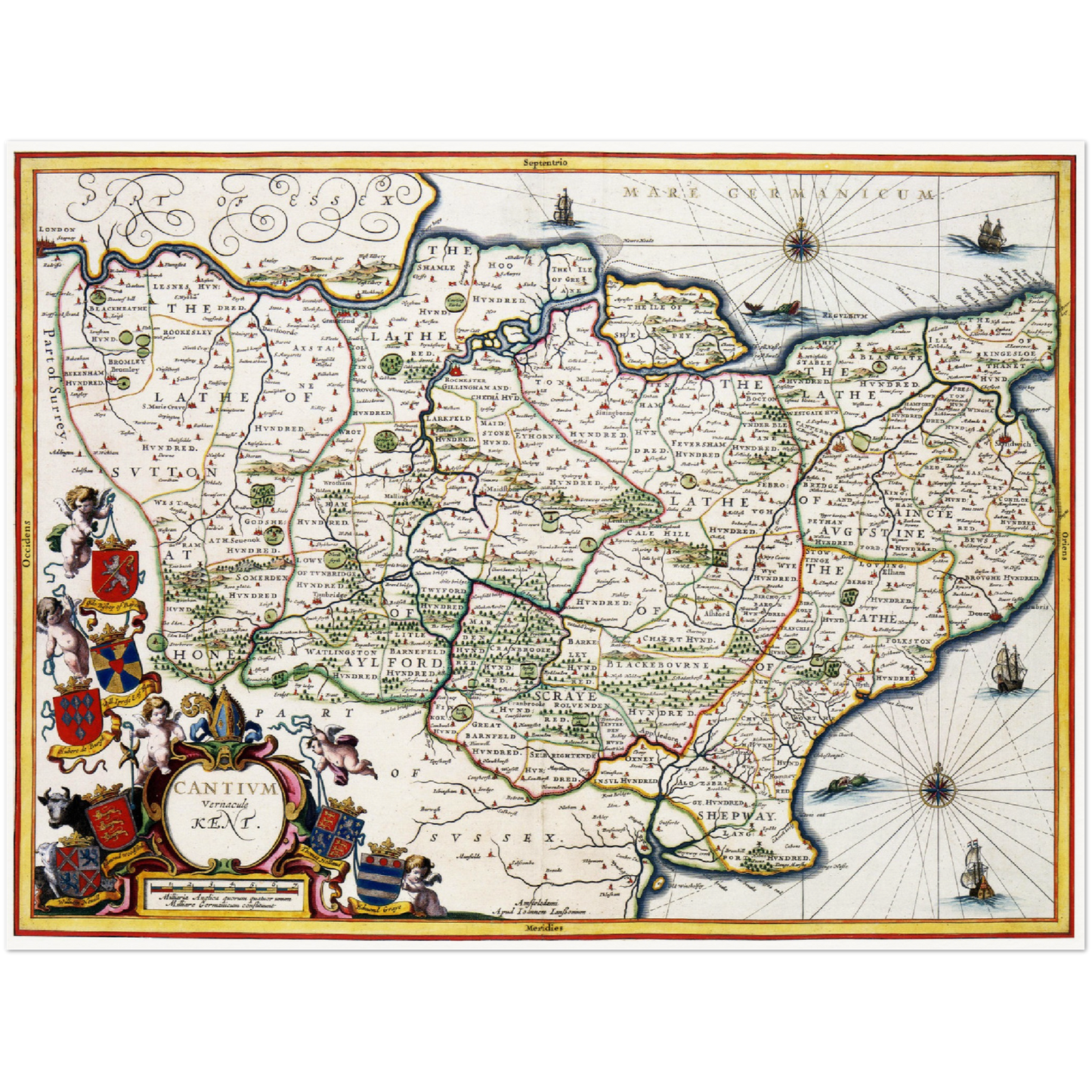 Historische Landkarte Kent um 1646