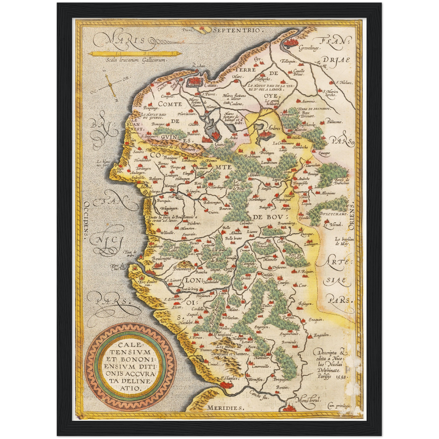 Historische Landkarte Calais um 1609