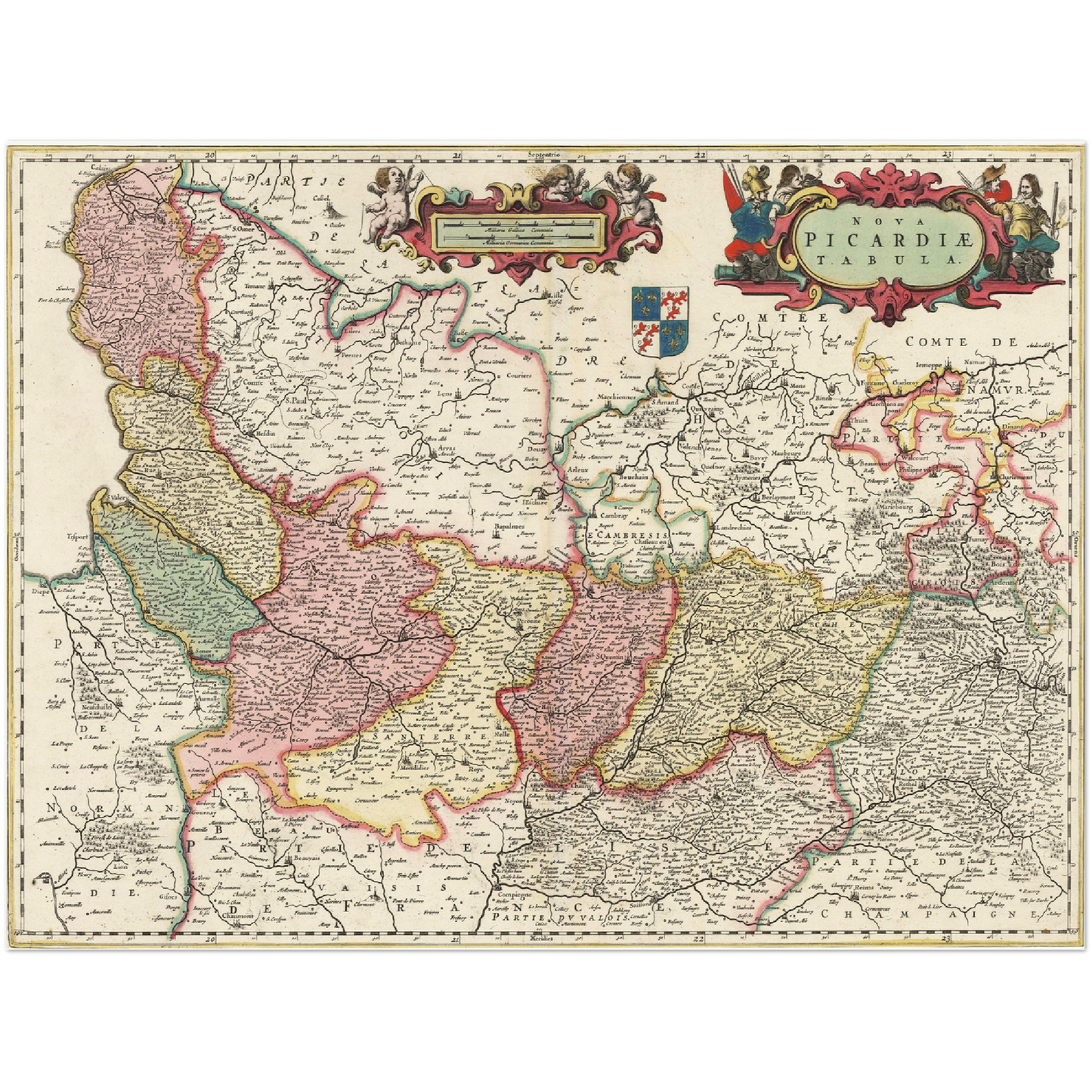 Historische Landkarte Picardie um 1650