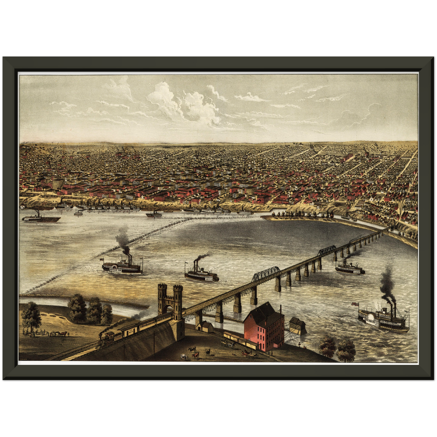Historische Stadtansicht Louisville um 1876