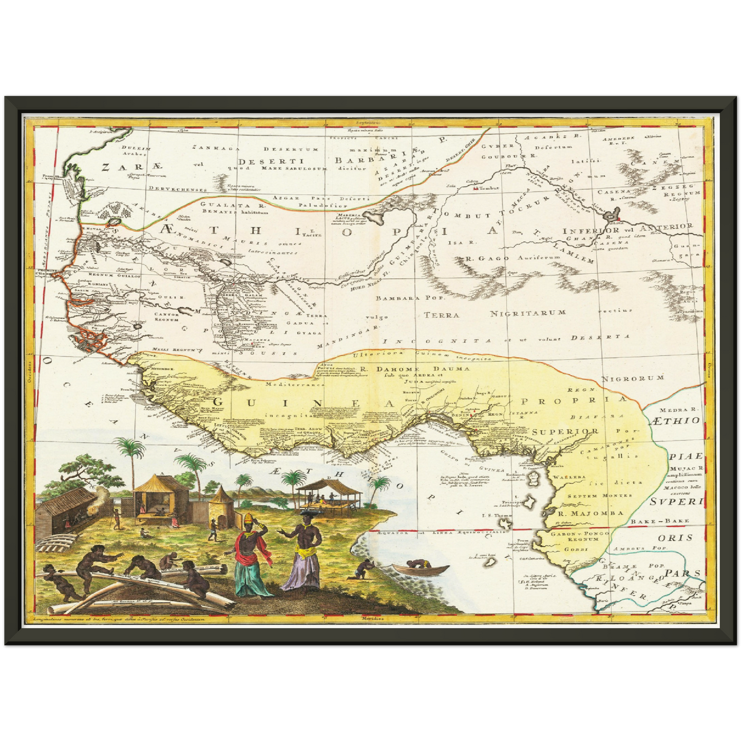 Historische Landkarte Westafrika um 1743